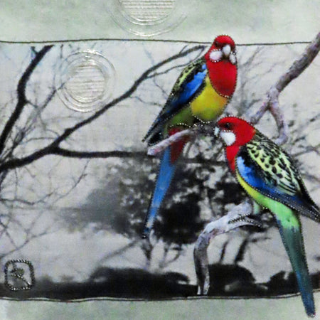 Unframed Collage Art - Eastern Rosellas