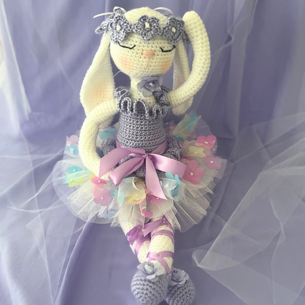 Crochet Bunny Ballerina Soft Doll, Crochet Bunny Doll