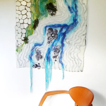 Felted Wall Hanging Tapestry Textile Art - Flowing River