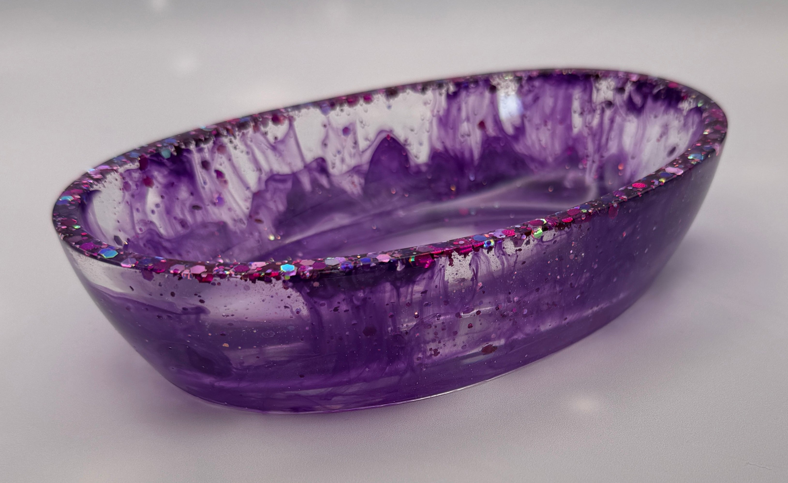 Handmade Oval Resin Bowl - Bold. Sparkly. Unique.