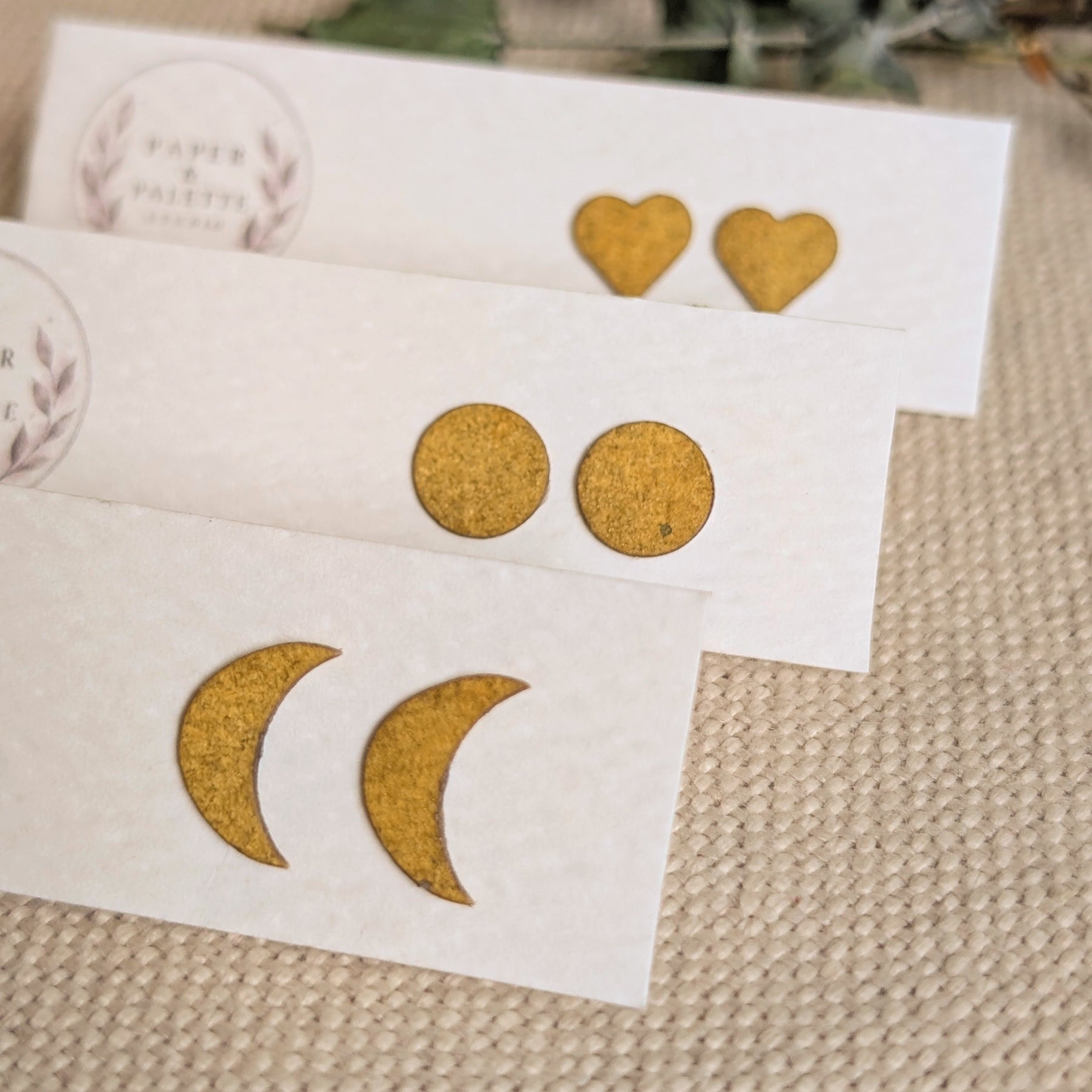 Eco Friendly Handmade Stud Earrings - Hand Painted Gold Watercolour Stud Earrings