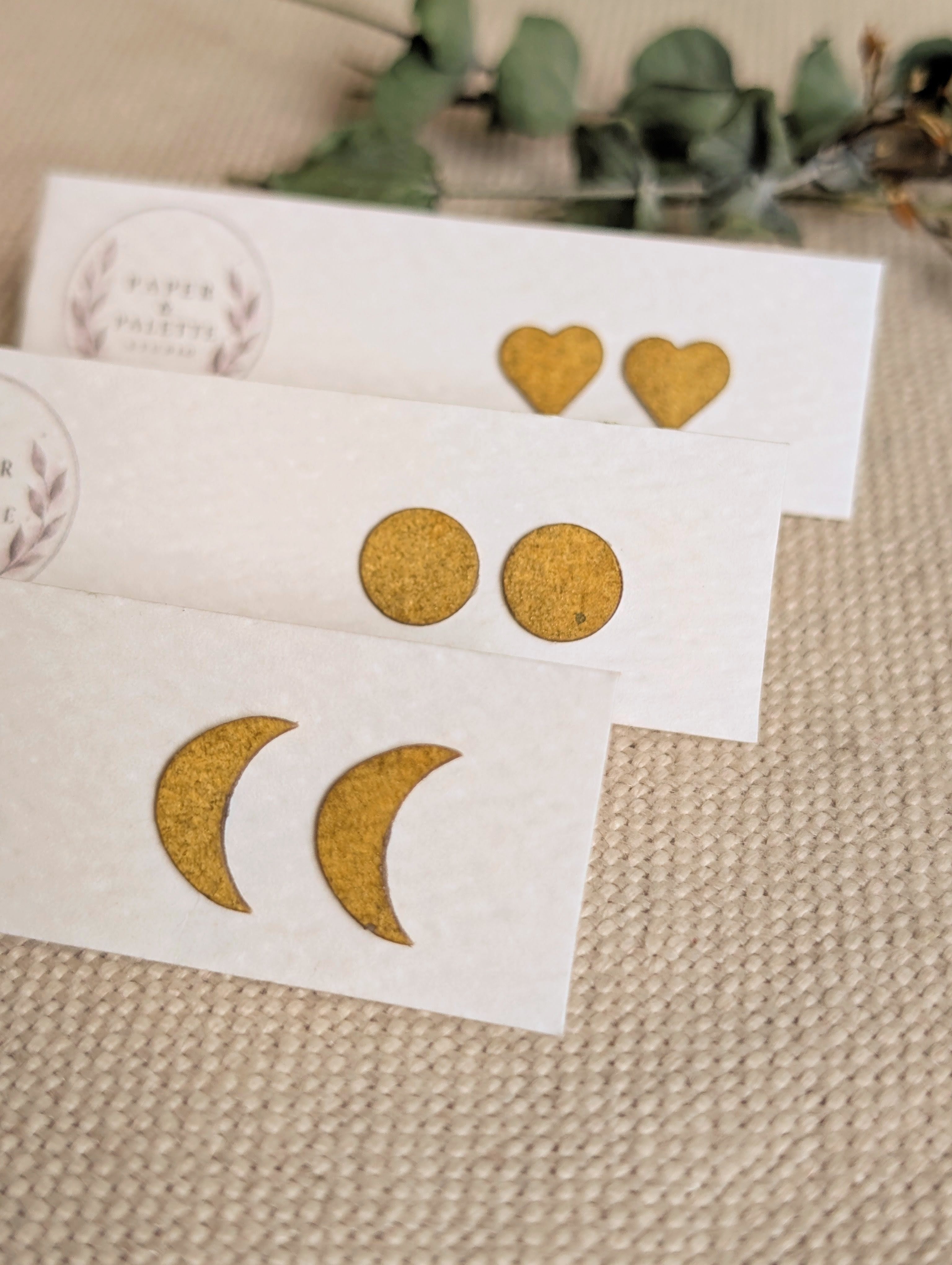 Eco Friendly Handmade Stud Earrings - Hand Painted Gold Watercolour Stud Earrings