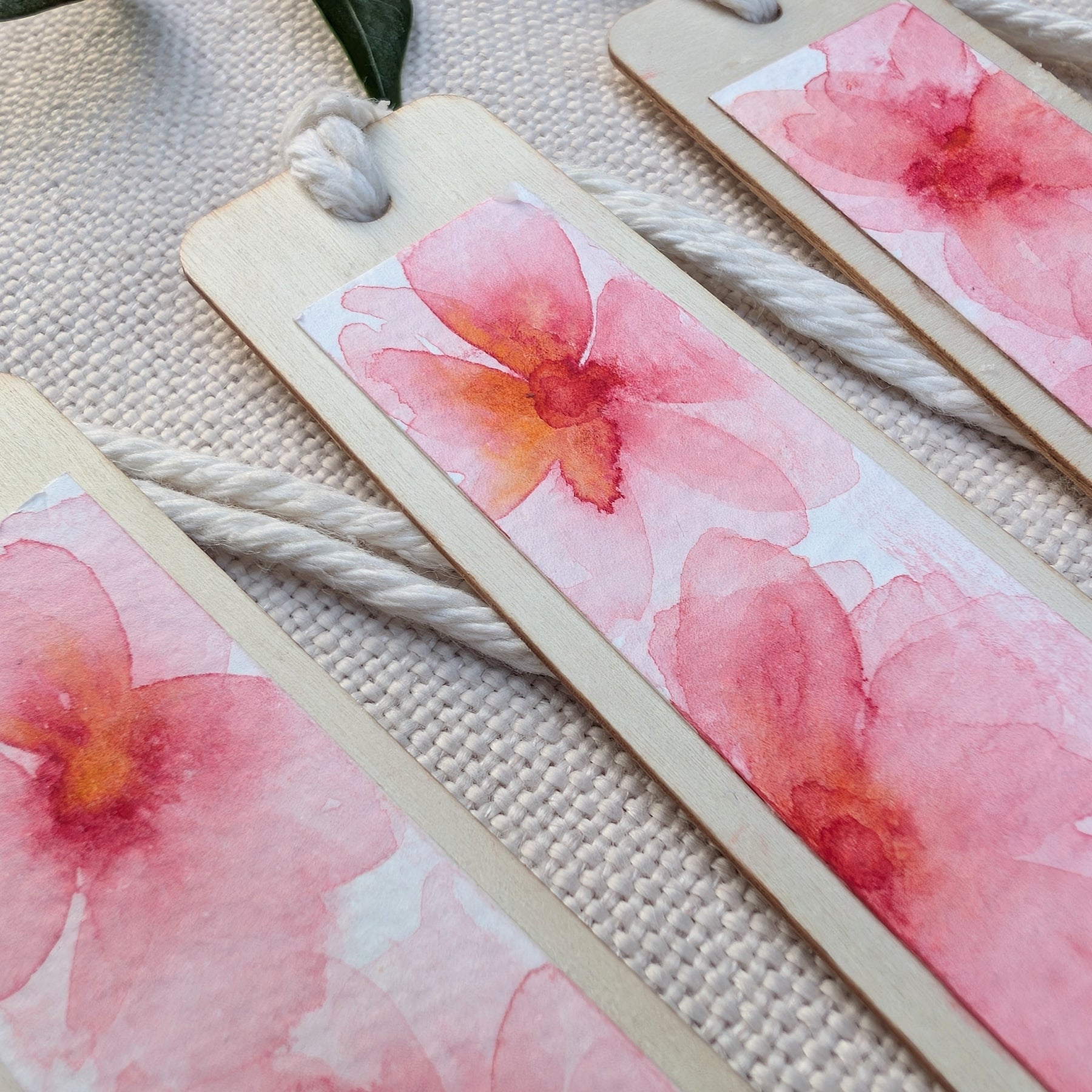 Cherry Blossom Watercolour Wooden Bookmark – Handmade in Australia