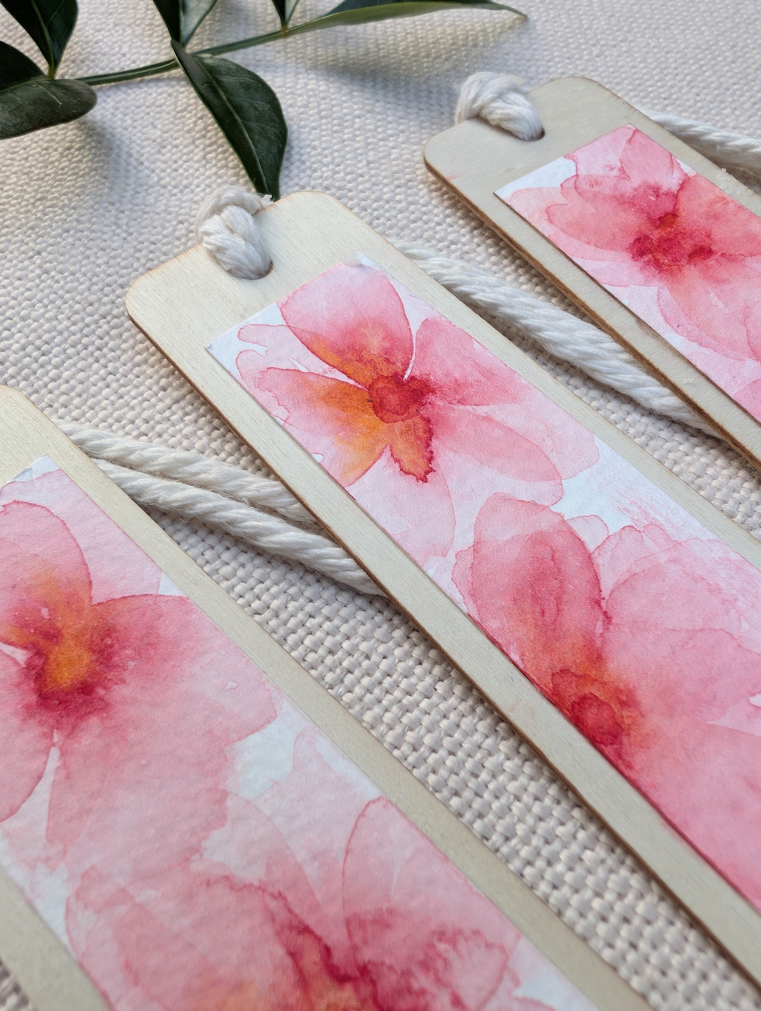 Cherry Blossom Watercolour Wooden Bookmark – Handmade in Australia