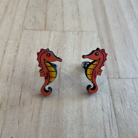 Australian animal studs - Seahorse - hand painted, wooden