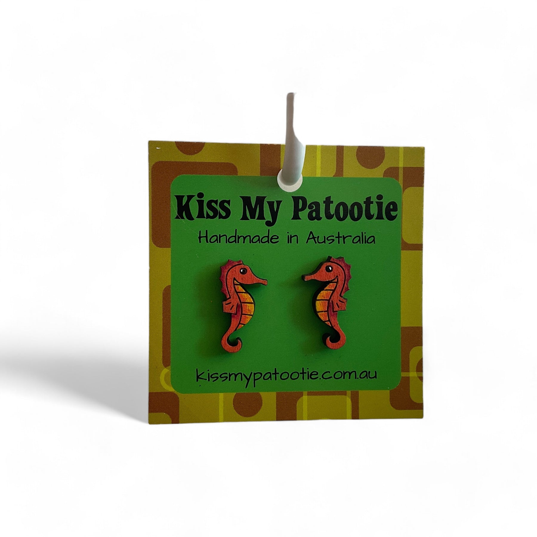 Australian animal studs - Seahorse - hand painted, wooden