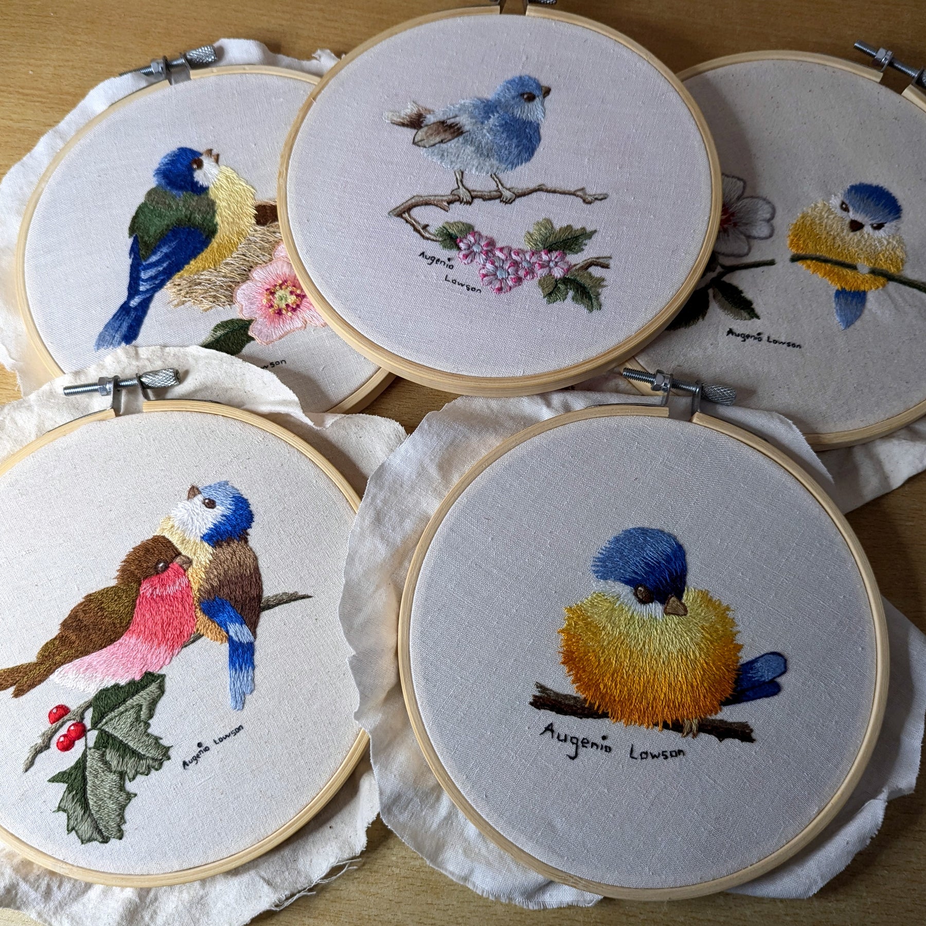Thread Painted Bird – 6” Embroidery Hoop – Collectible Art