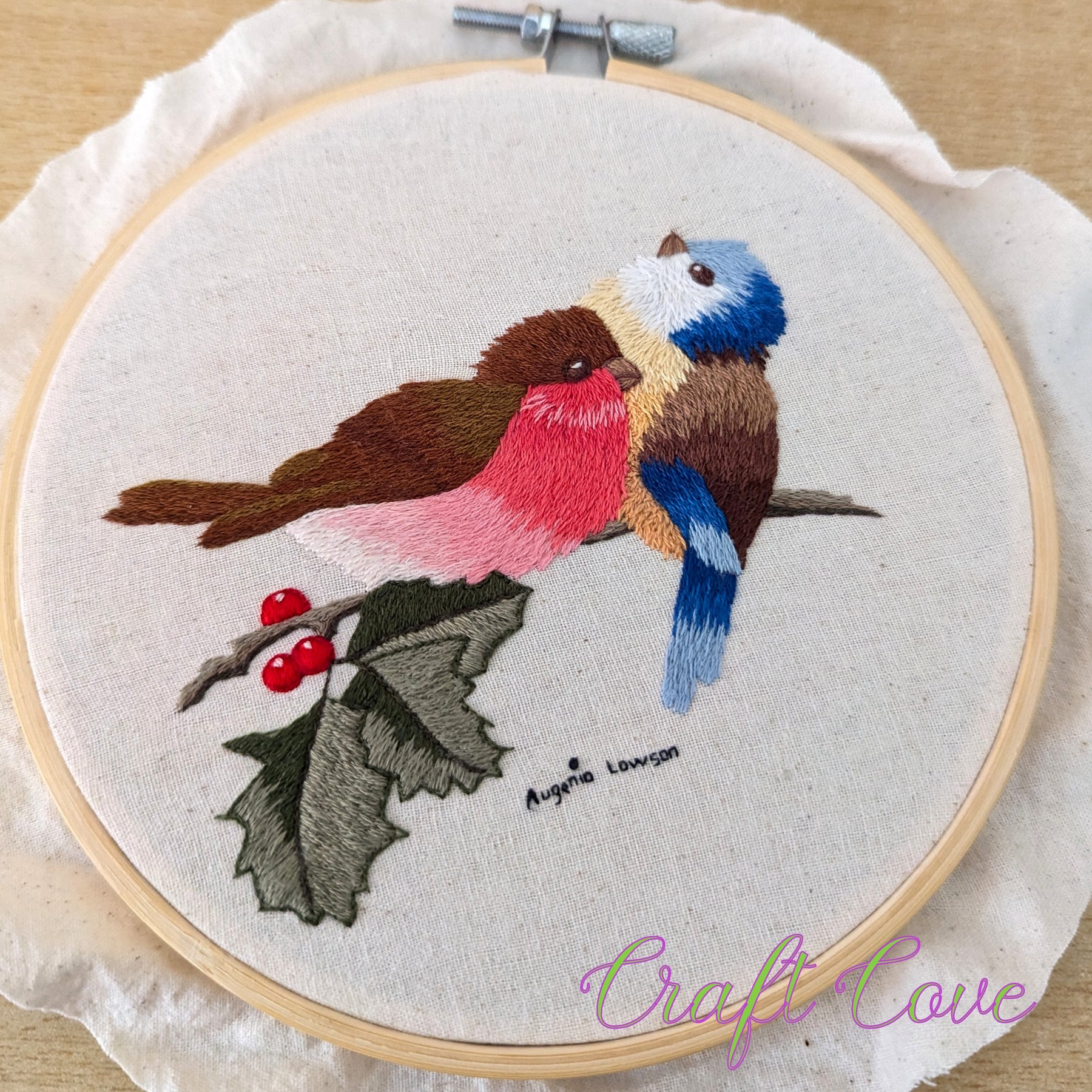 Thread Painted Bird – 6” Embroidery Hoop – Collectible Art