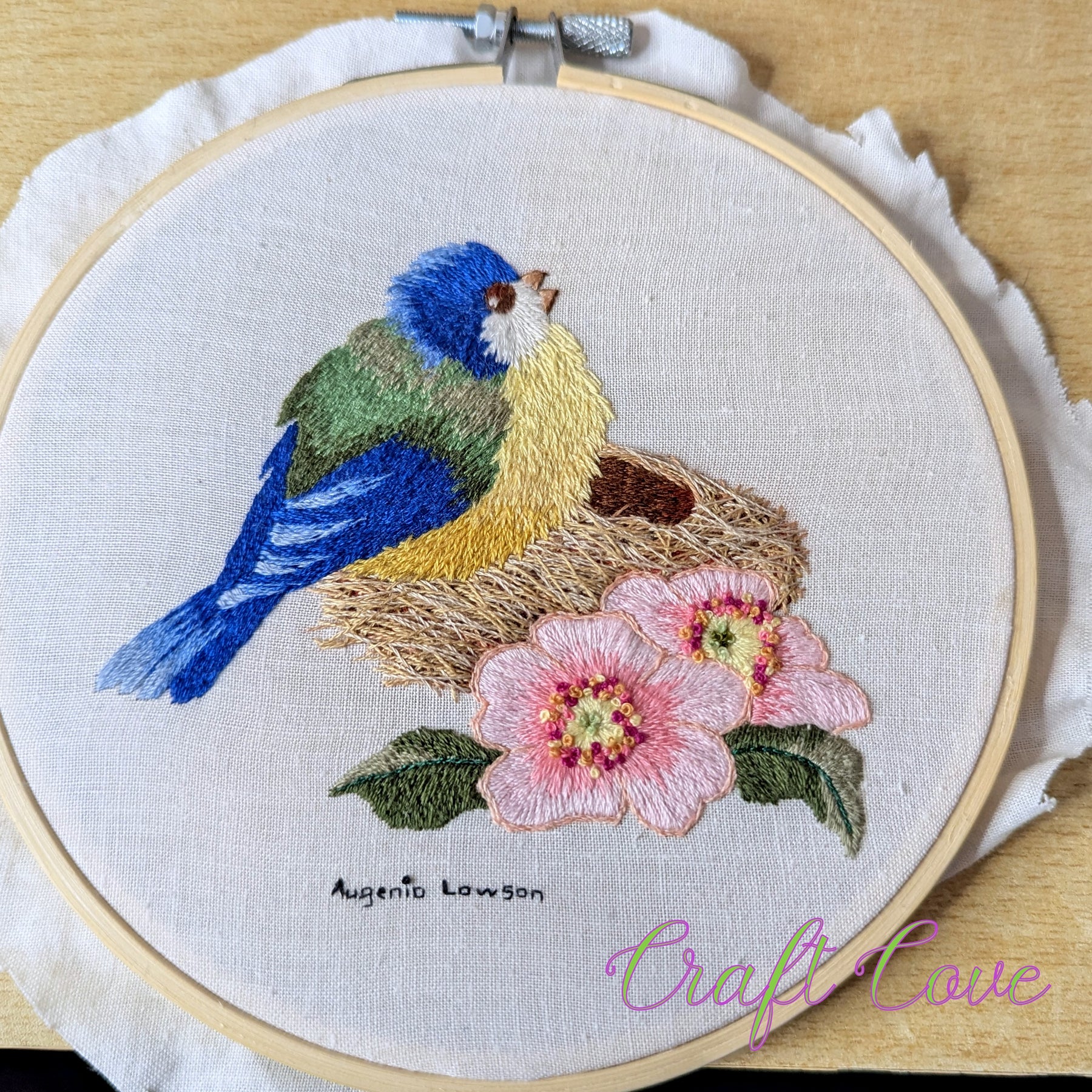 Thread Painted Bird – 6” Embroidery Hoop – Collectible Art