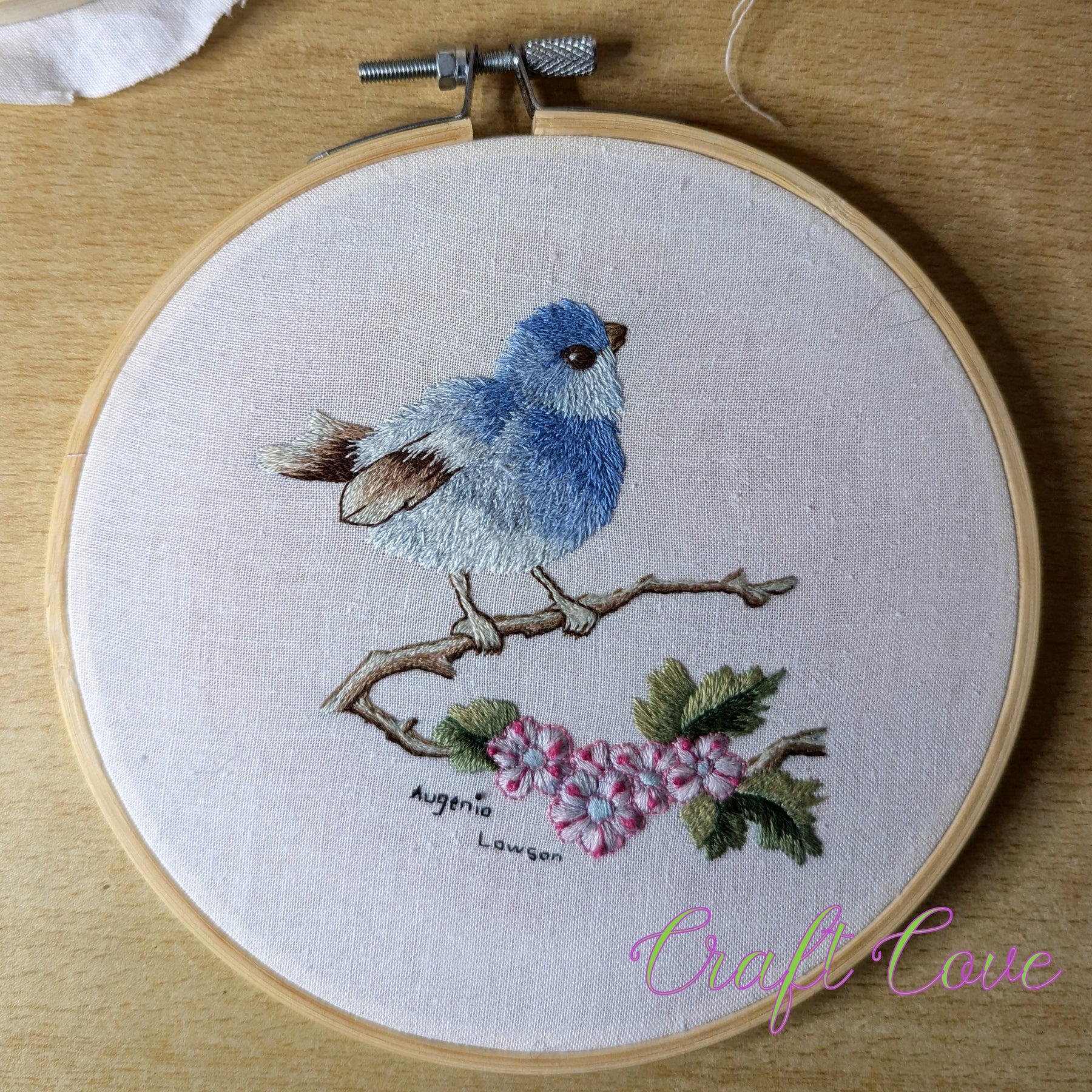 Thread Painted Bird – 6” Embroidery Hoop – Collectible Art