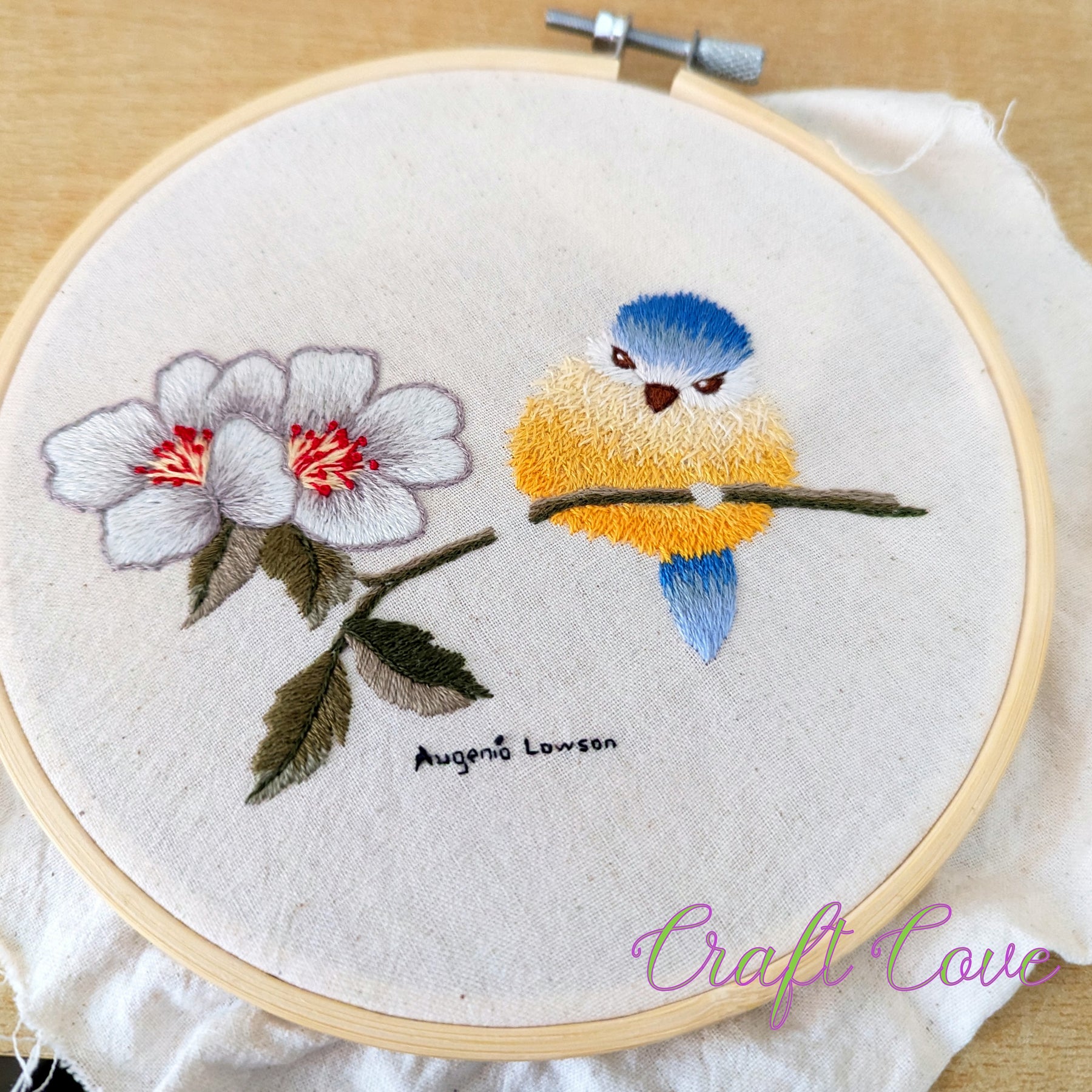 Thread Painted Bird – 6” Embroidery Hoop – Collectible Art