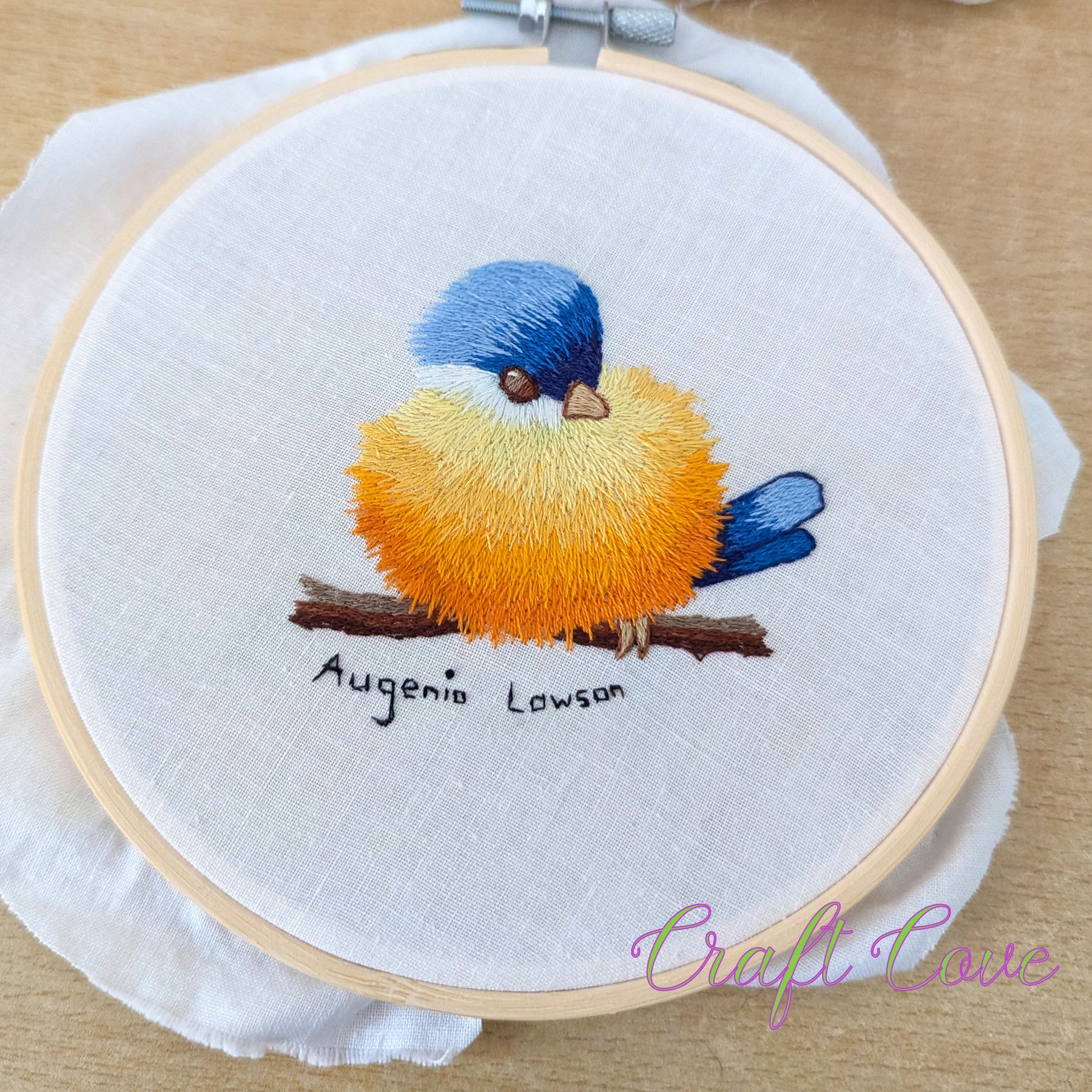 Thread Painted Bird – 6” Embroidery Hoop – Collectible Art