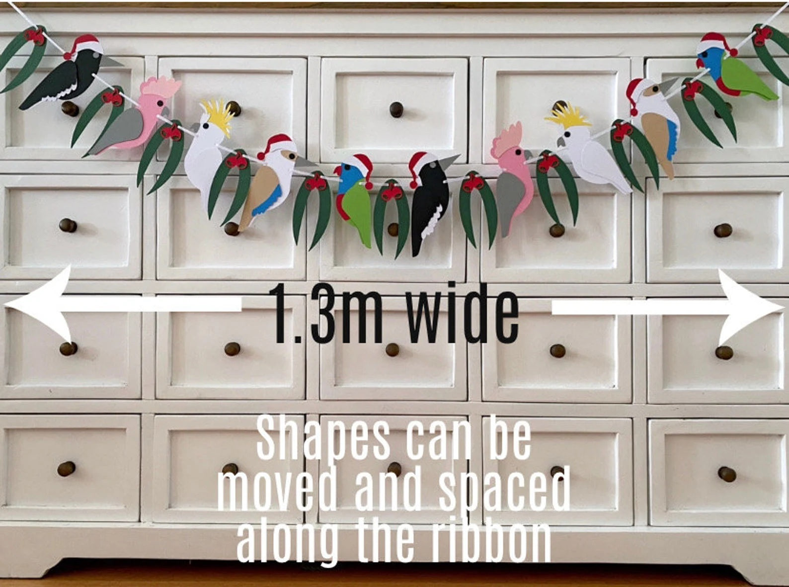 Aussie Christmas Native Birds Garland. Australian Xmas decor.