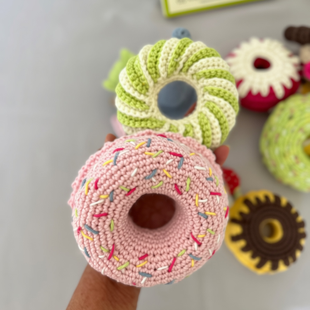 Crochet Stacking Toy Ice Cream Donuts, Crochet Stacking Toy