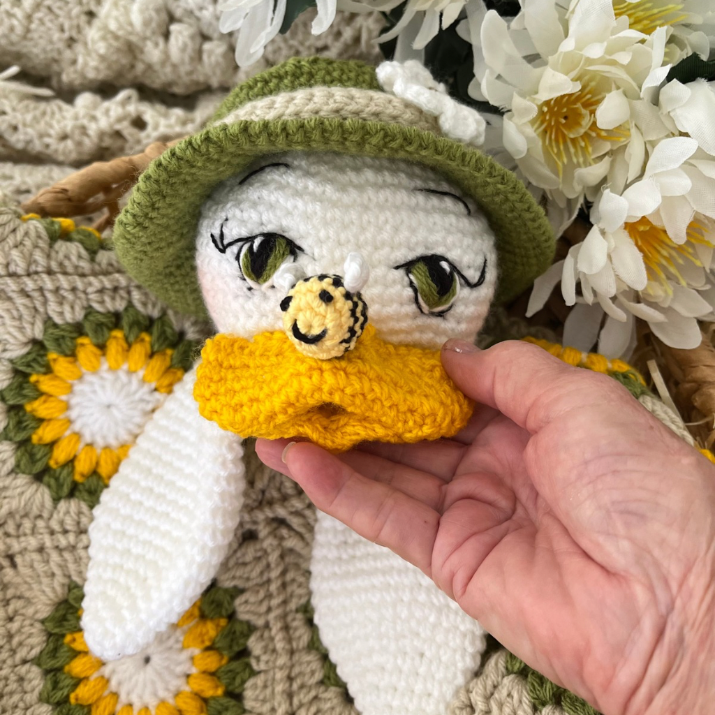 Crochet Lovey Blanket Daisy Duck, Crochet Duck Snuggler 50cms