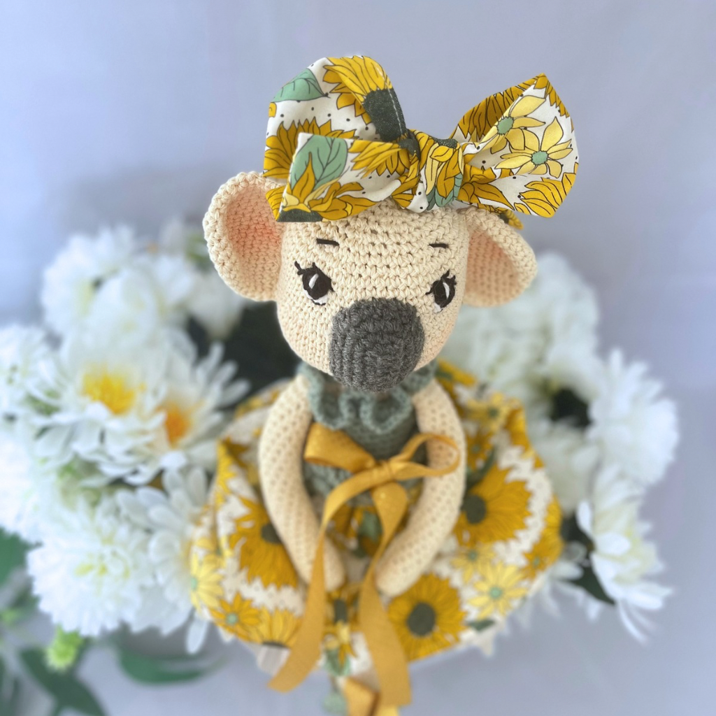 Handmade Crochet Koala Miss Kirby| Matching Carry Bag|Matching Hair Scrunchie