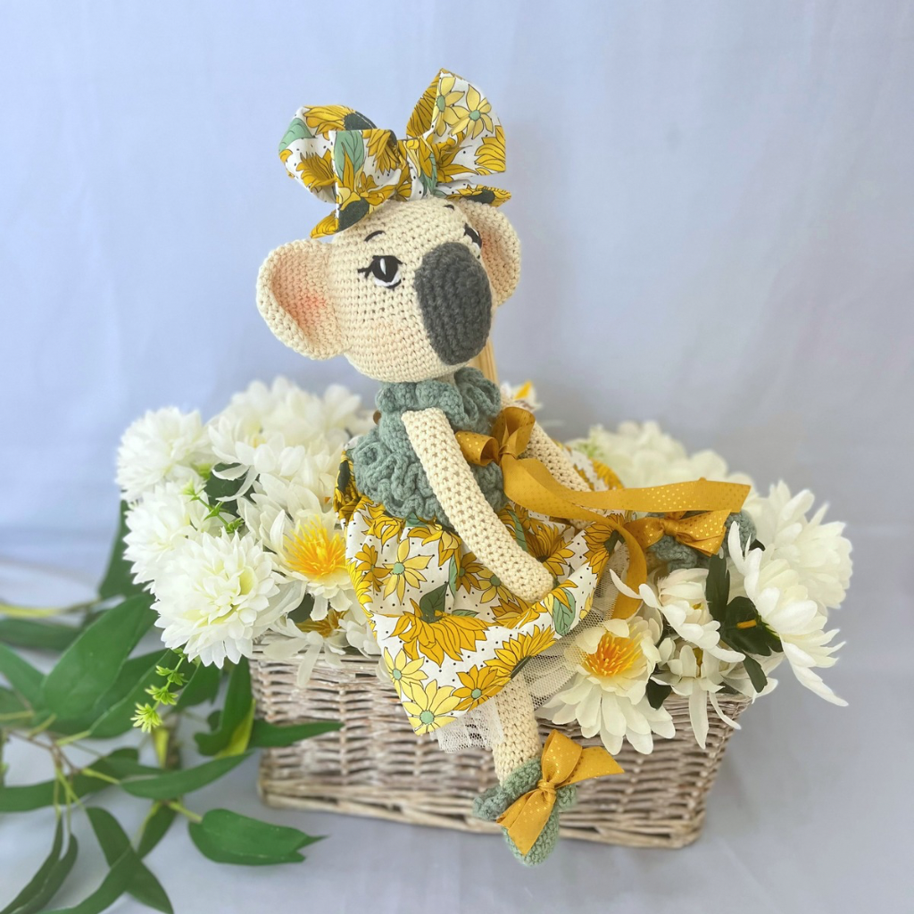 Handmade Crochet Koala Miss Kirby| Matching Carry Bag|Matching Hair Scrunchie