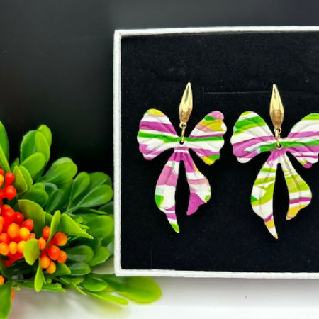 Striped Whimsy Bow Earrings