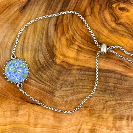 Forget-Me-Not Stainless Steel Adjustable Slider Bracelet