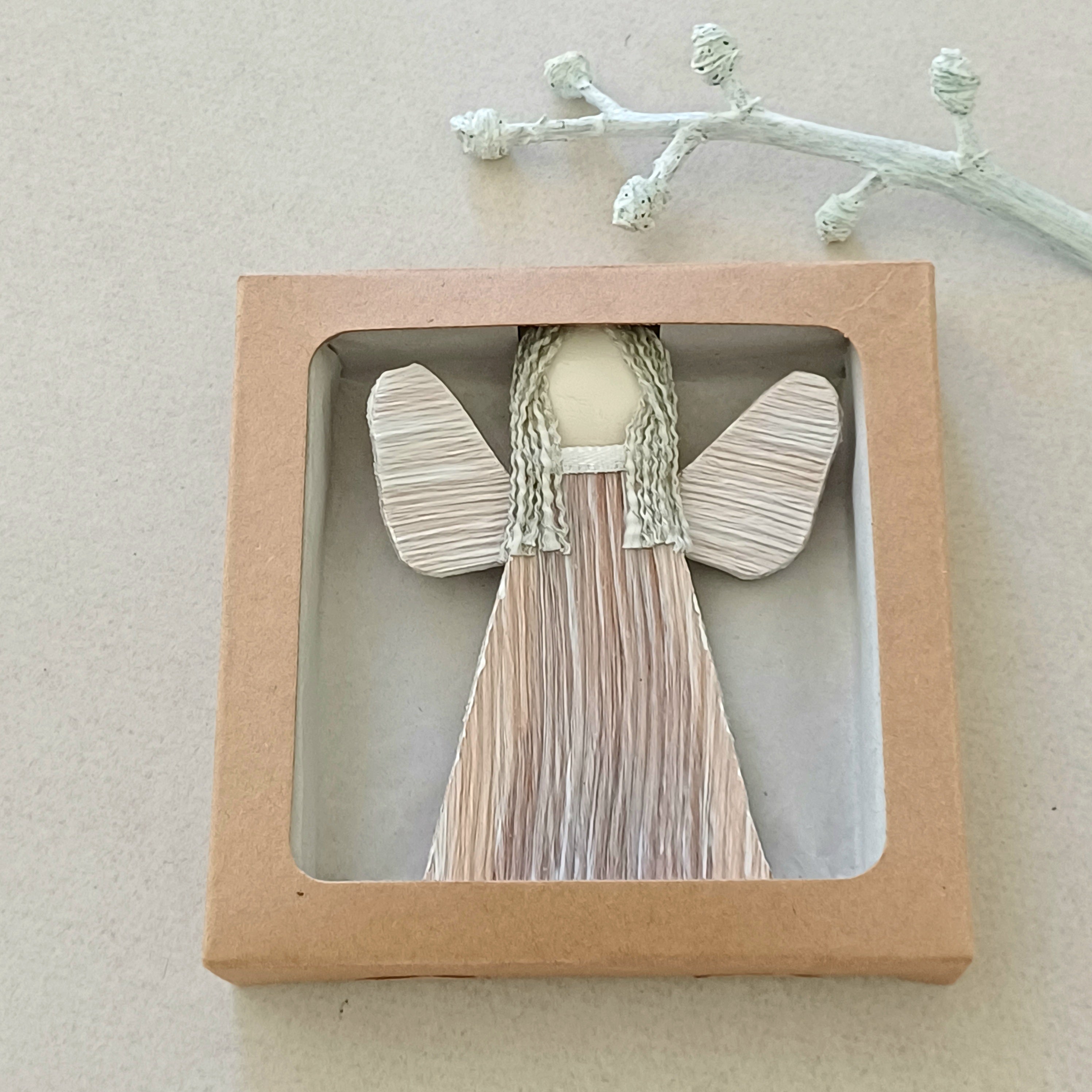 Handmade palm leaf Angel ornament keepsake sustainable