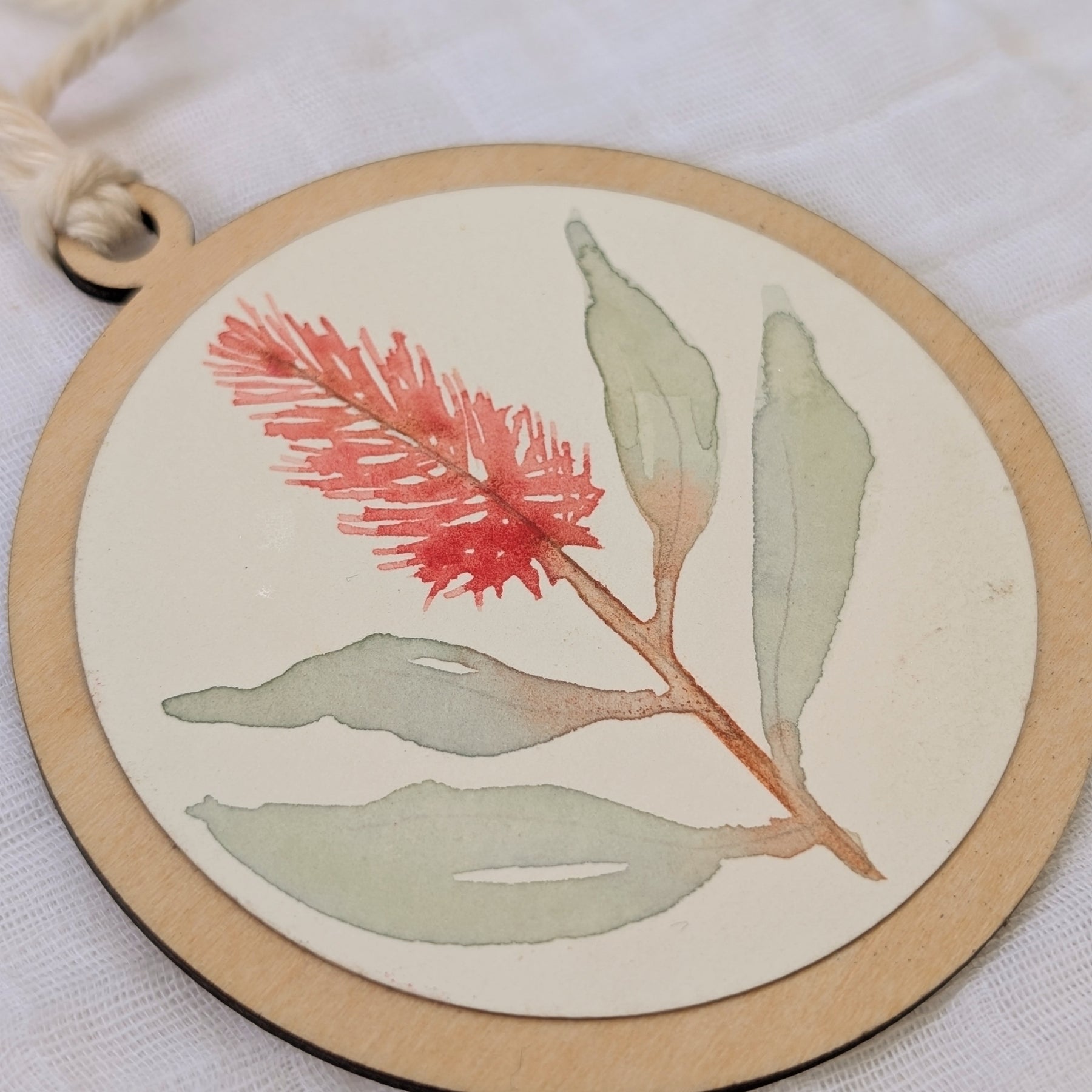 Australian Native Watercolour Christmas Decoration | Handmade Wooden Ornament