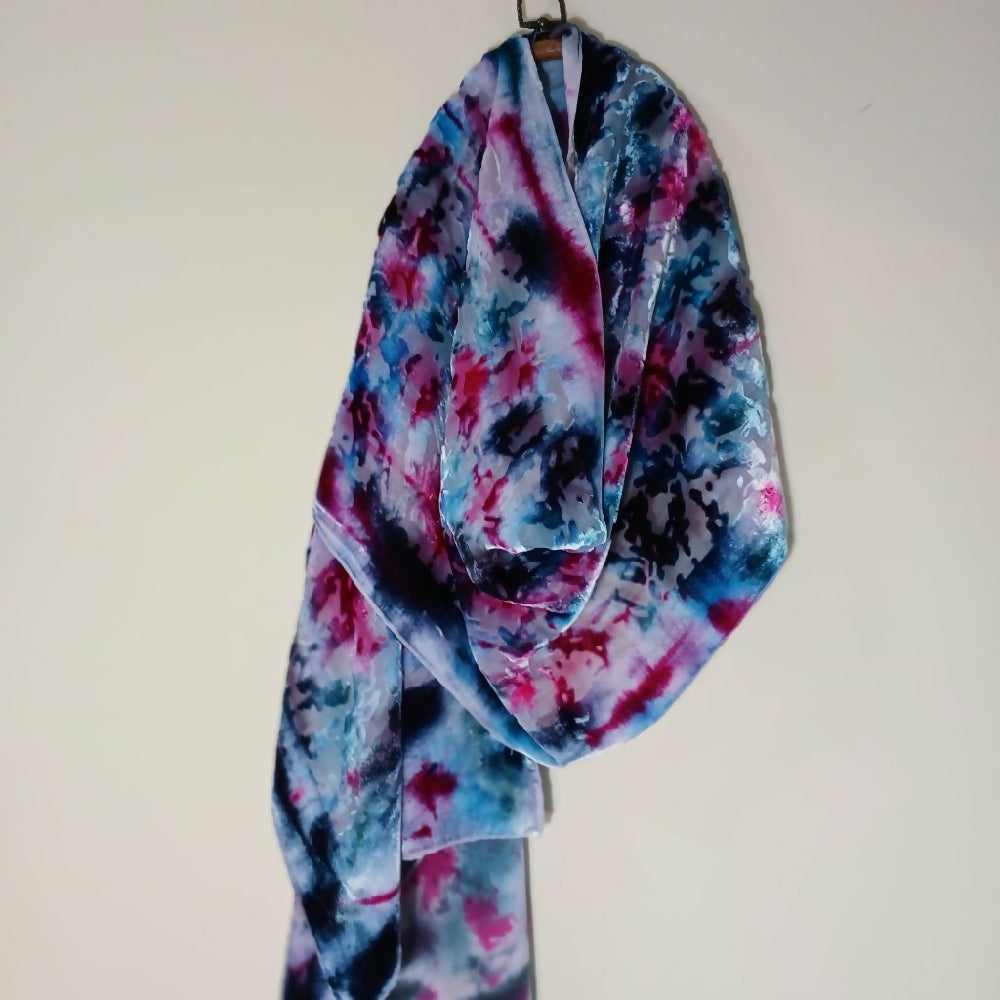 Velvet and silk dyed scarf 2 main edited