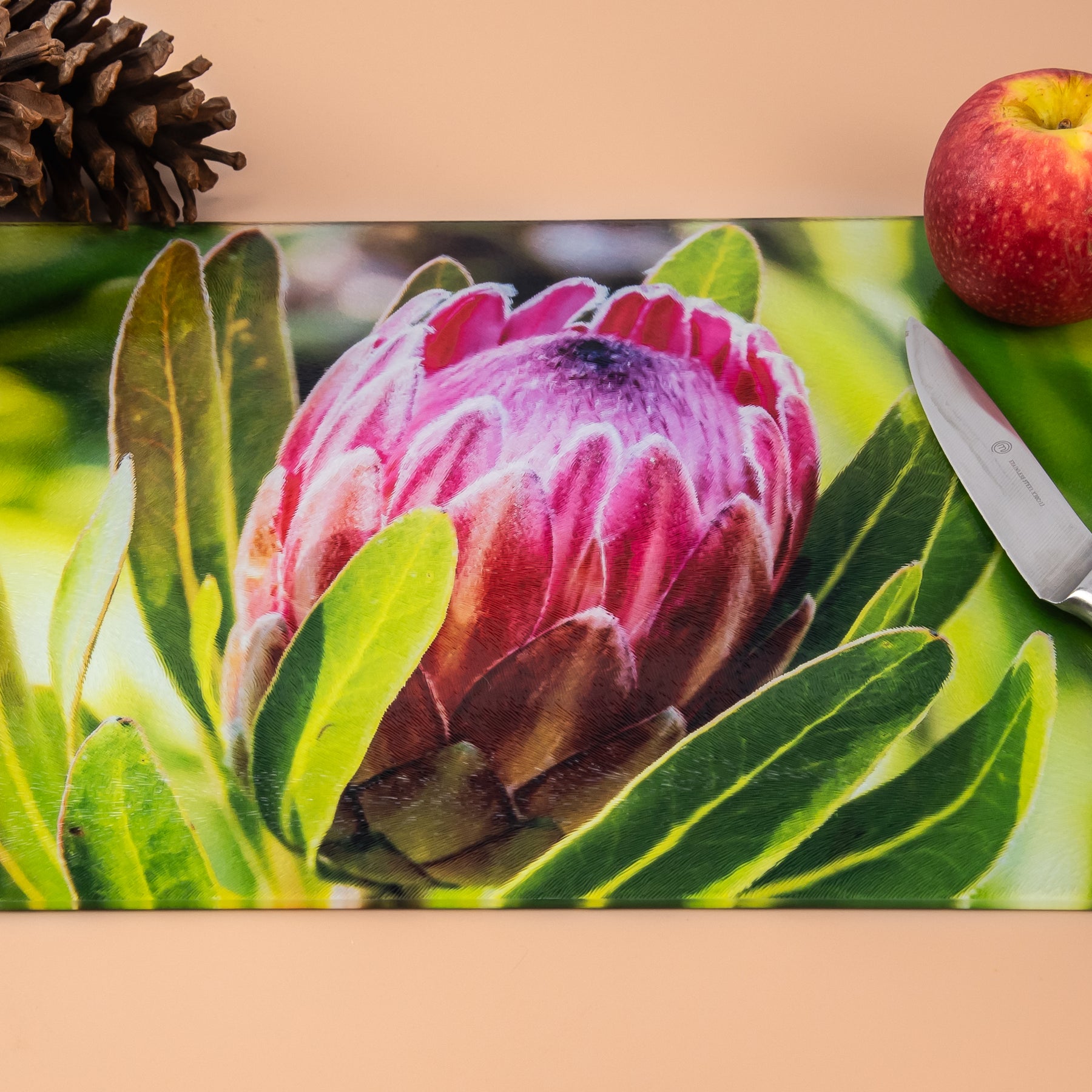 Tempered Glass Chopping Board - Protea