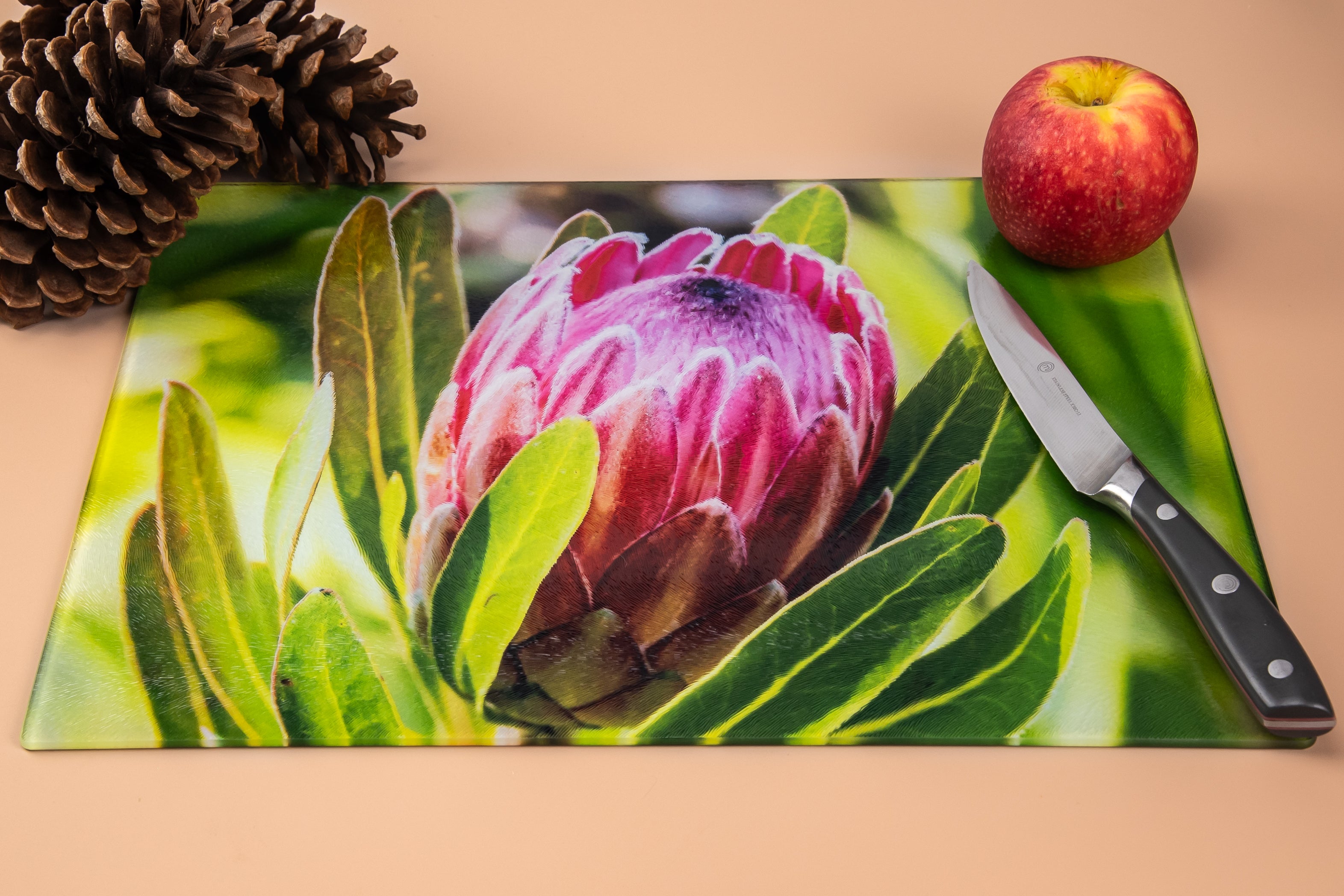 Tempered Glass Chopping Board - Protea