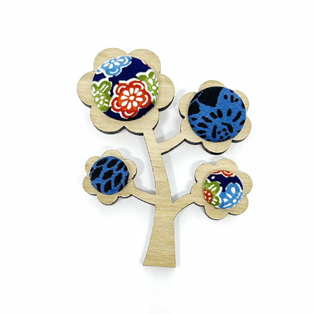 Kimono Tree Brooch - Blue