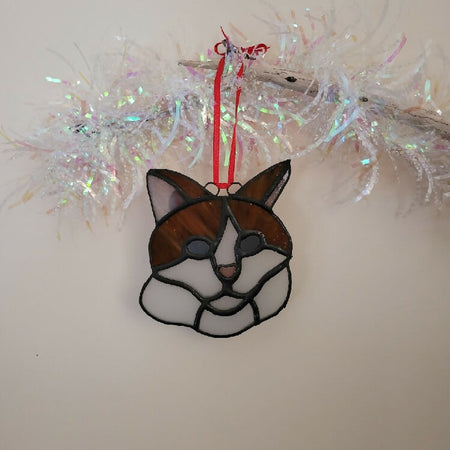 Custom Xmas Ornaments - pet pawtrait stained glass