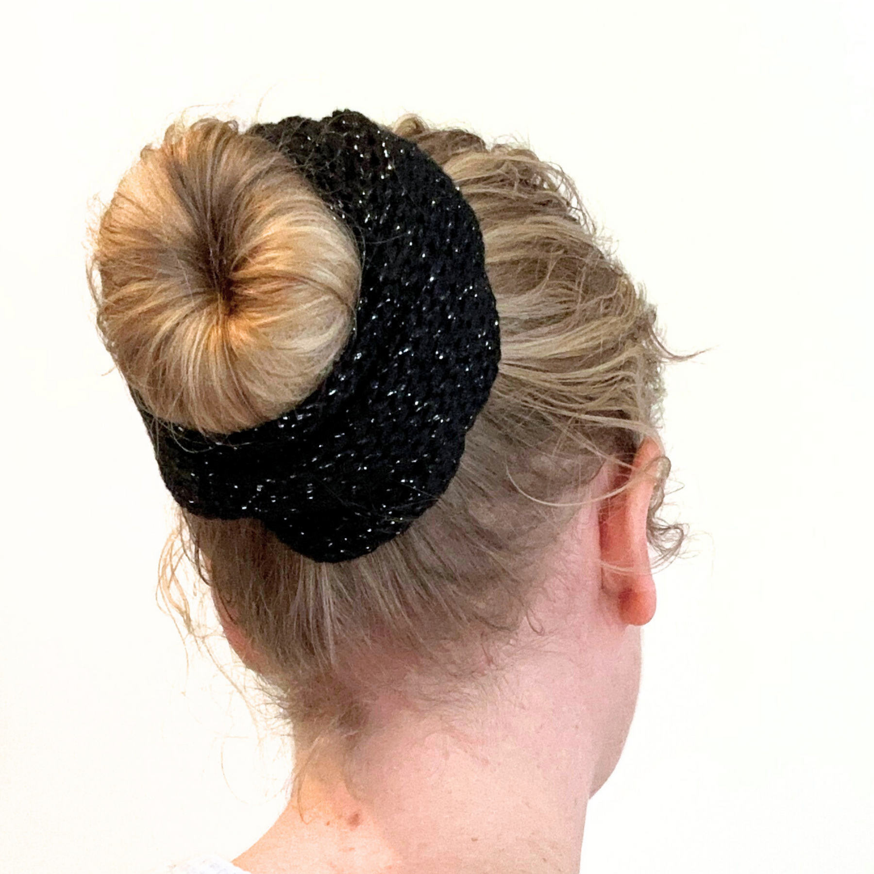 Sparkly black oversized knit scrunchie