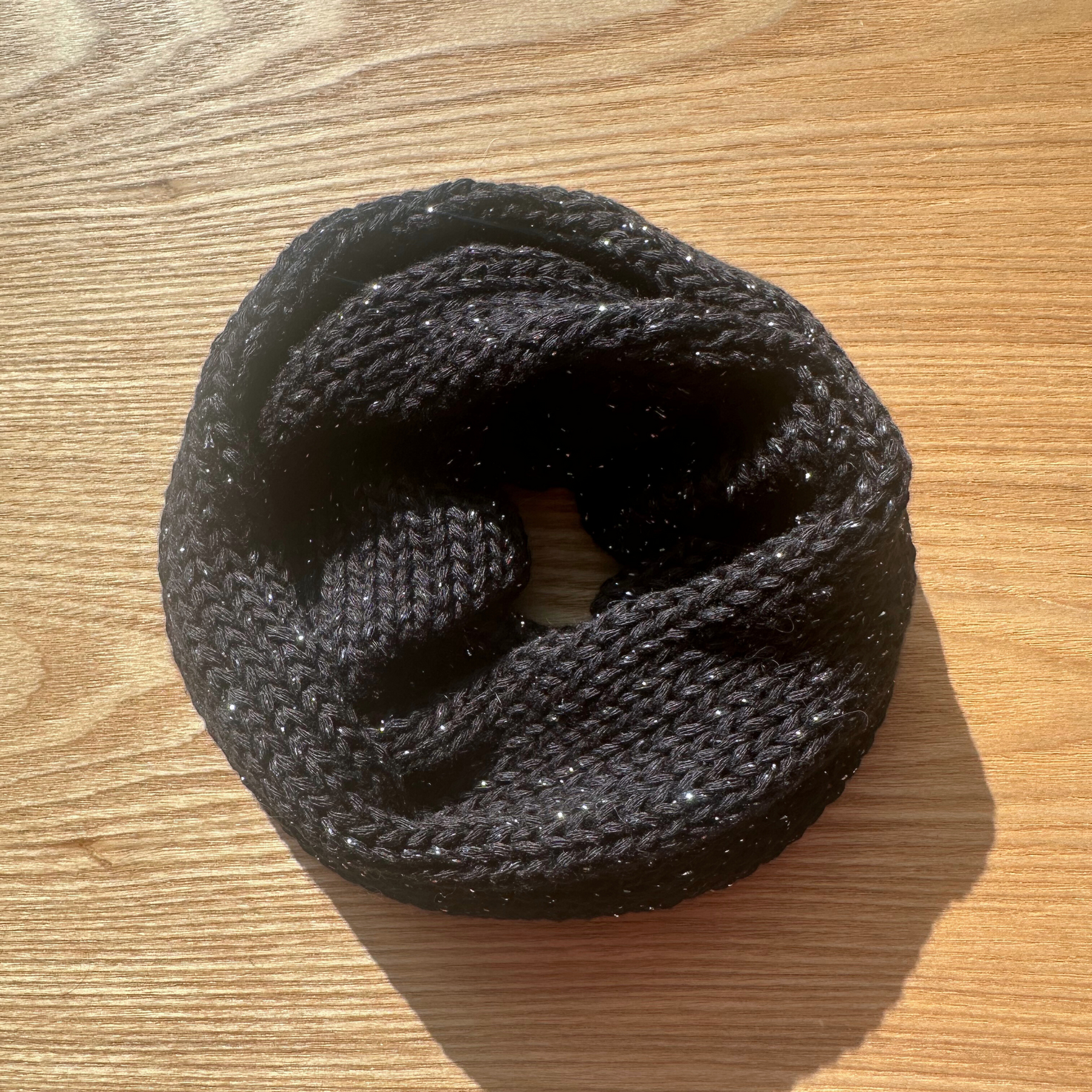 Sparkly black oversized knit scrunchie