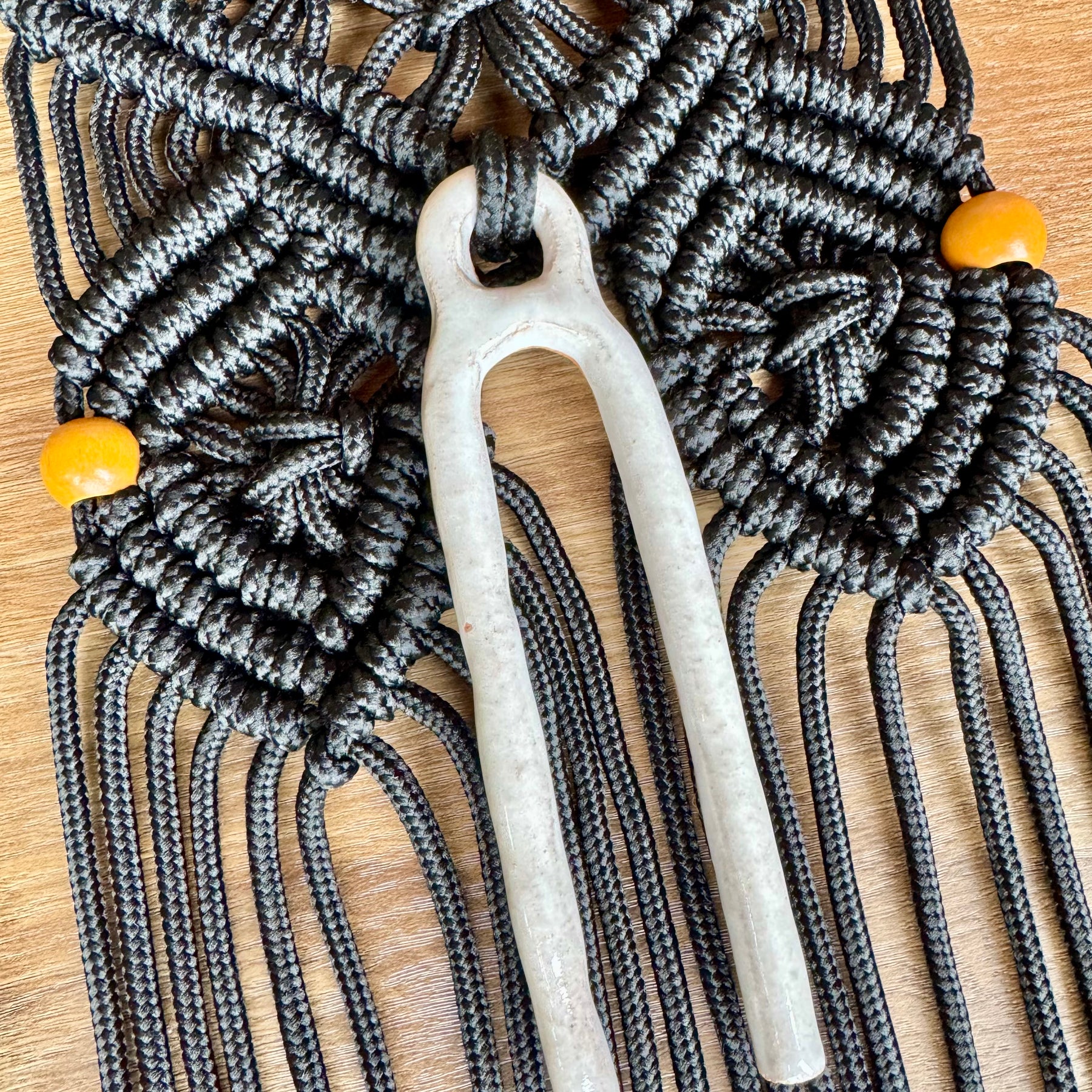 Black macrame wall hanging