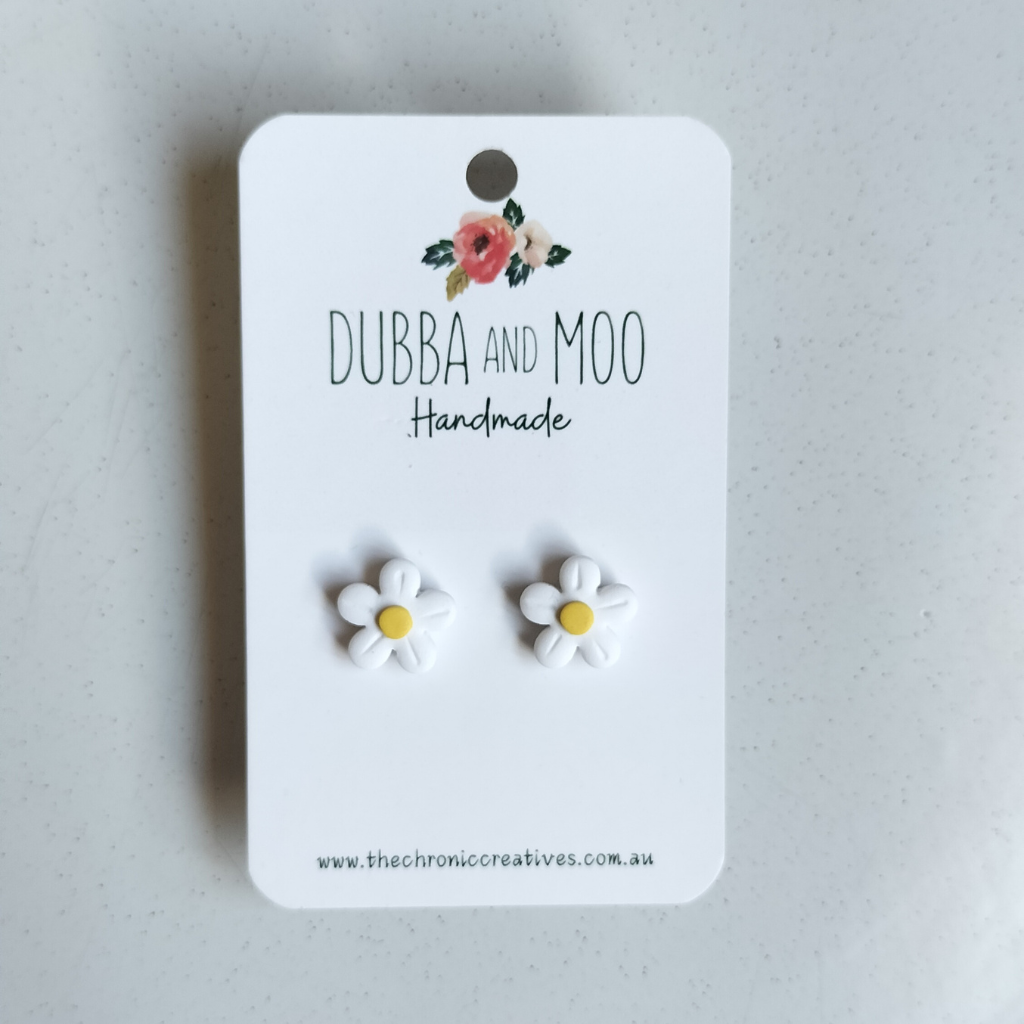 Mini Daisy Polymer Clay Stud Earrings
