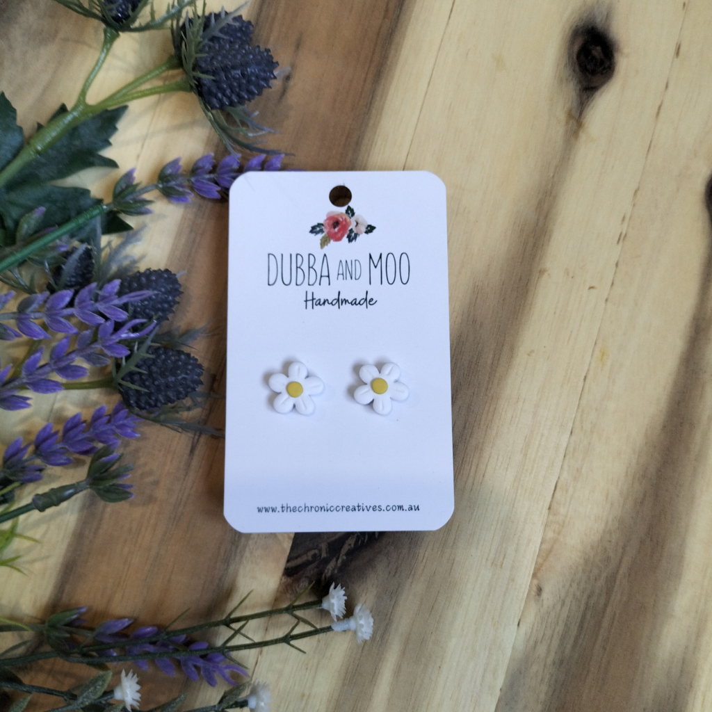 Mini Daisy Polymer Clay Stud Earrings