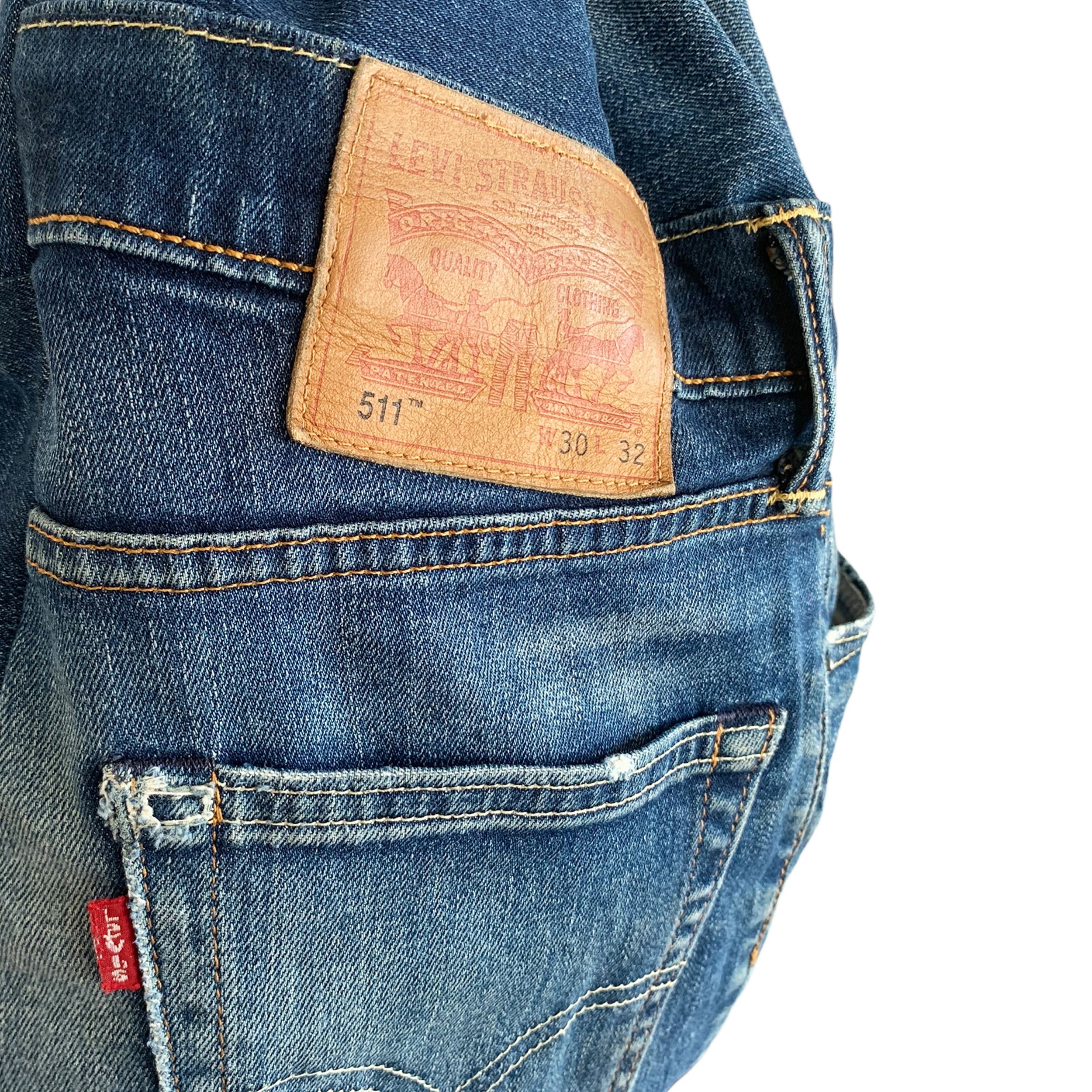 Upcycled Levi Jeans Denim Drawstring Backpack