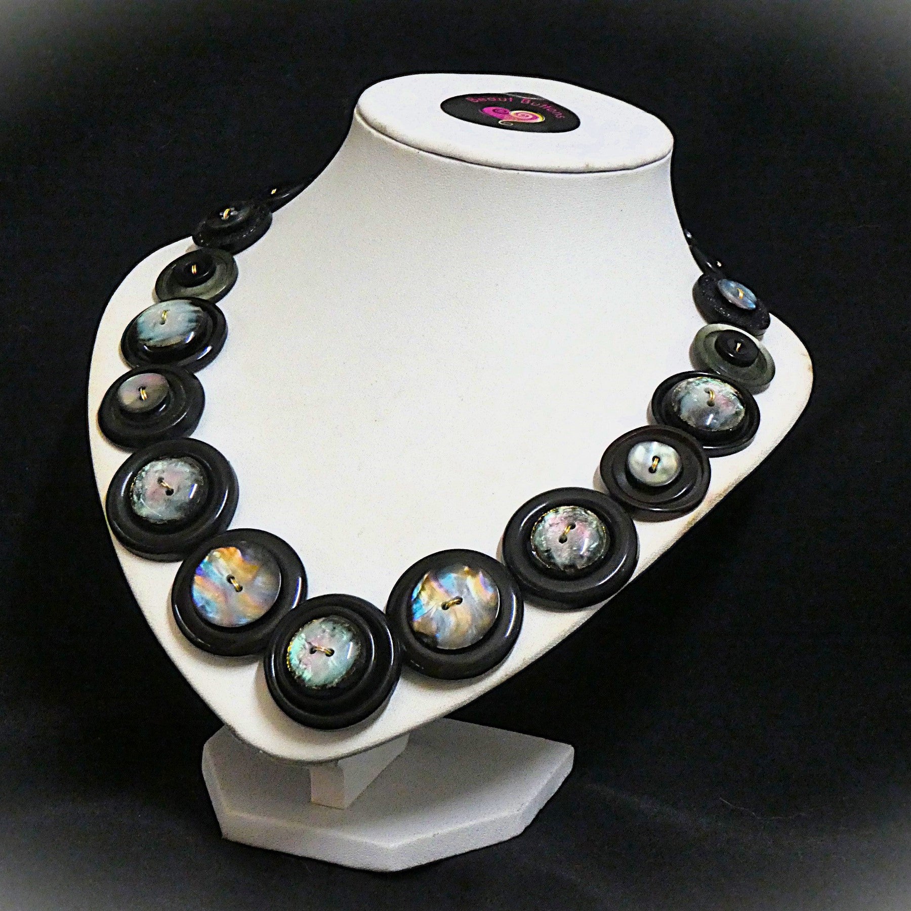 Black Button necklace - Black Magic