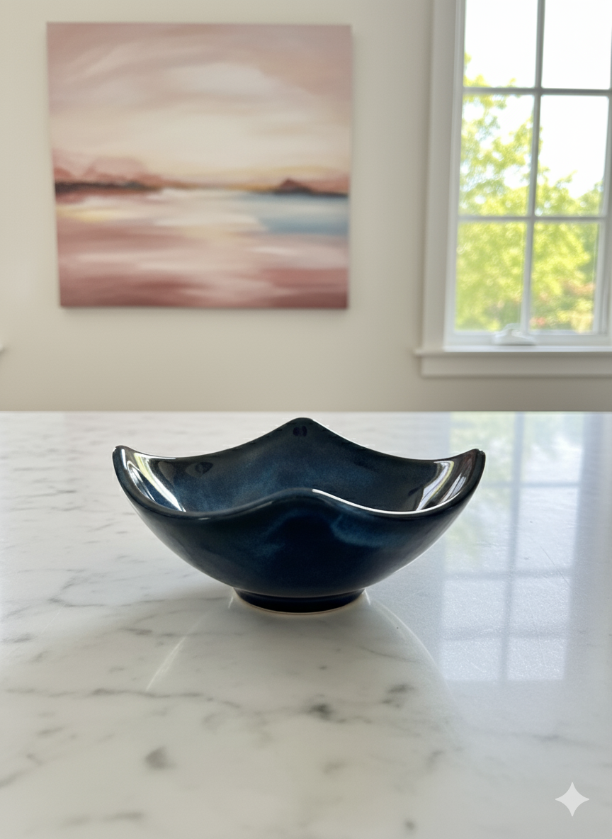 Handmade Ceramic Square cut noodle bowl