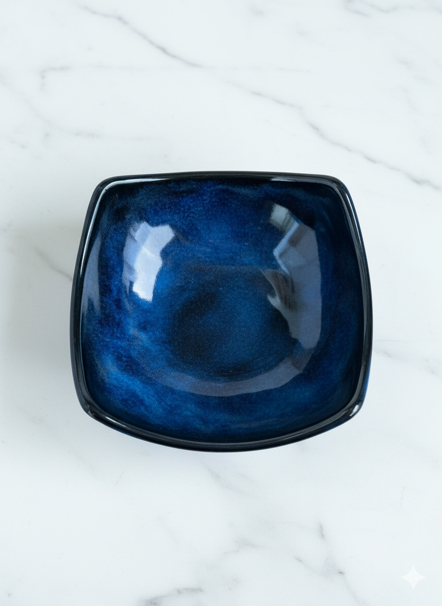 Handmade Ceramic Square cut noodle bowl