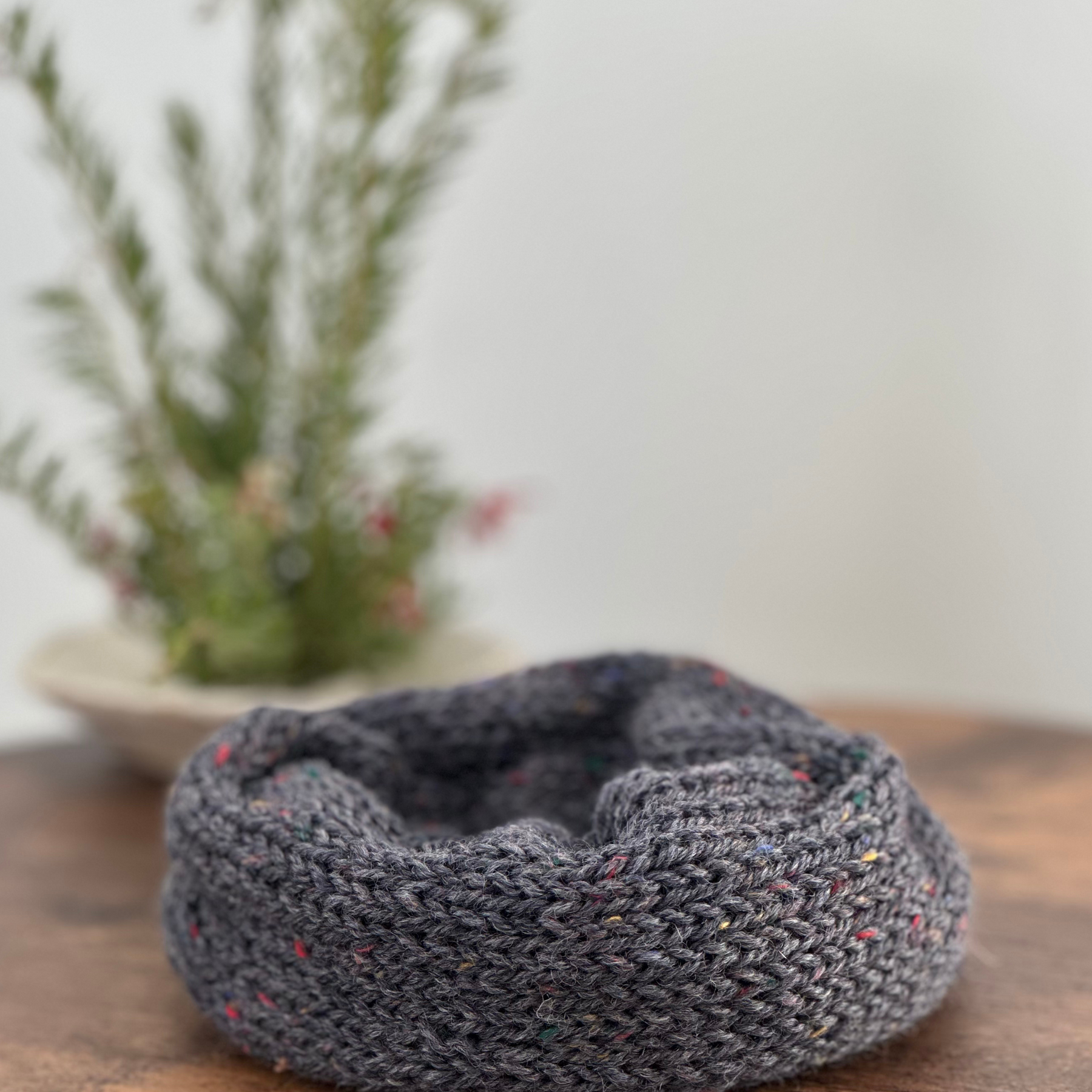 Oversized tweed knit scrunchie