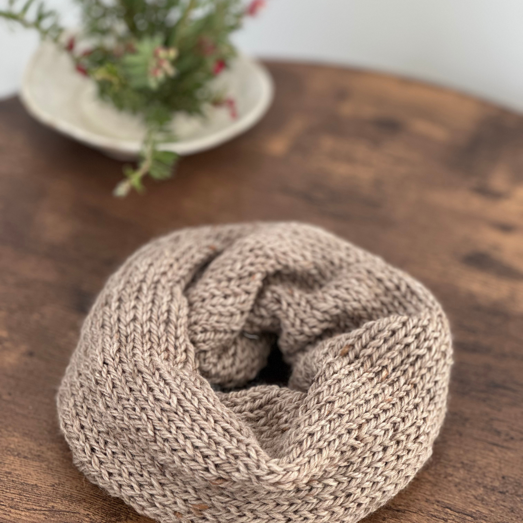 Oversized tweed knit scrunchie