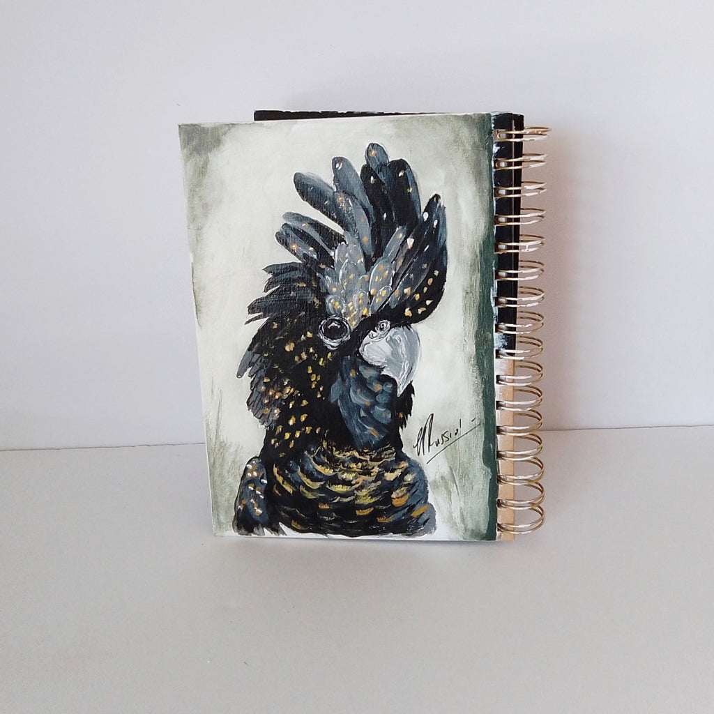 Black Cockatoo Handpainted Task Notebook/Journal A5