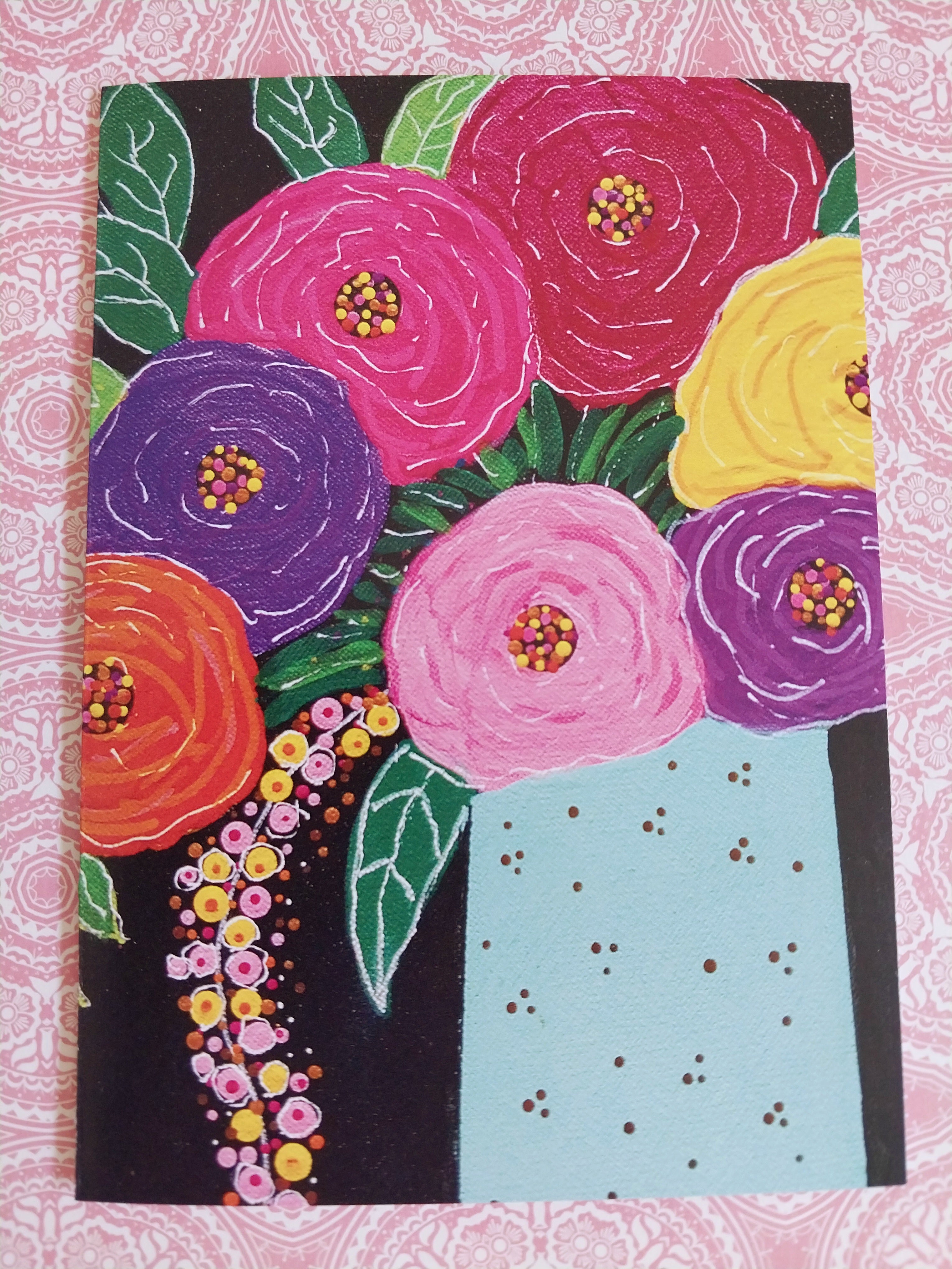 Colourful Blooms Blank Greeting Card
