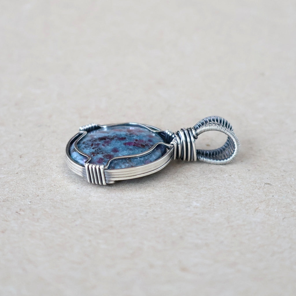 Sterling Silver Ruby Kyanite Pendant ~ Talisman of Vitality and Intuition