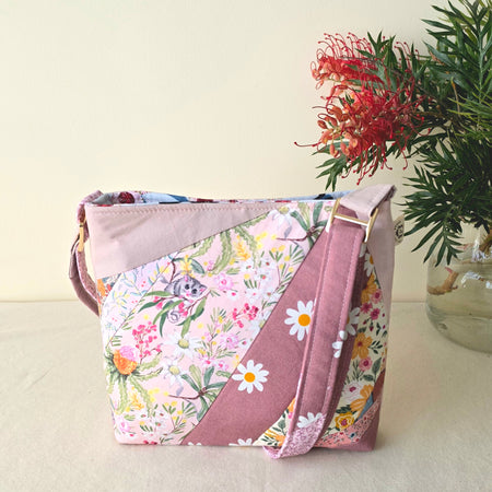 Repurposed Fabric Remnants Bag |  Pink Possum