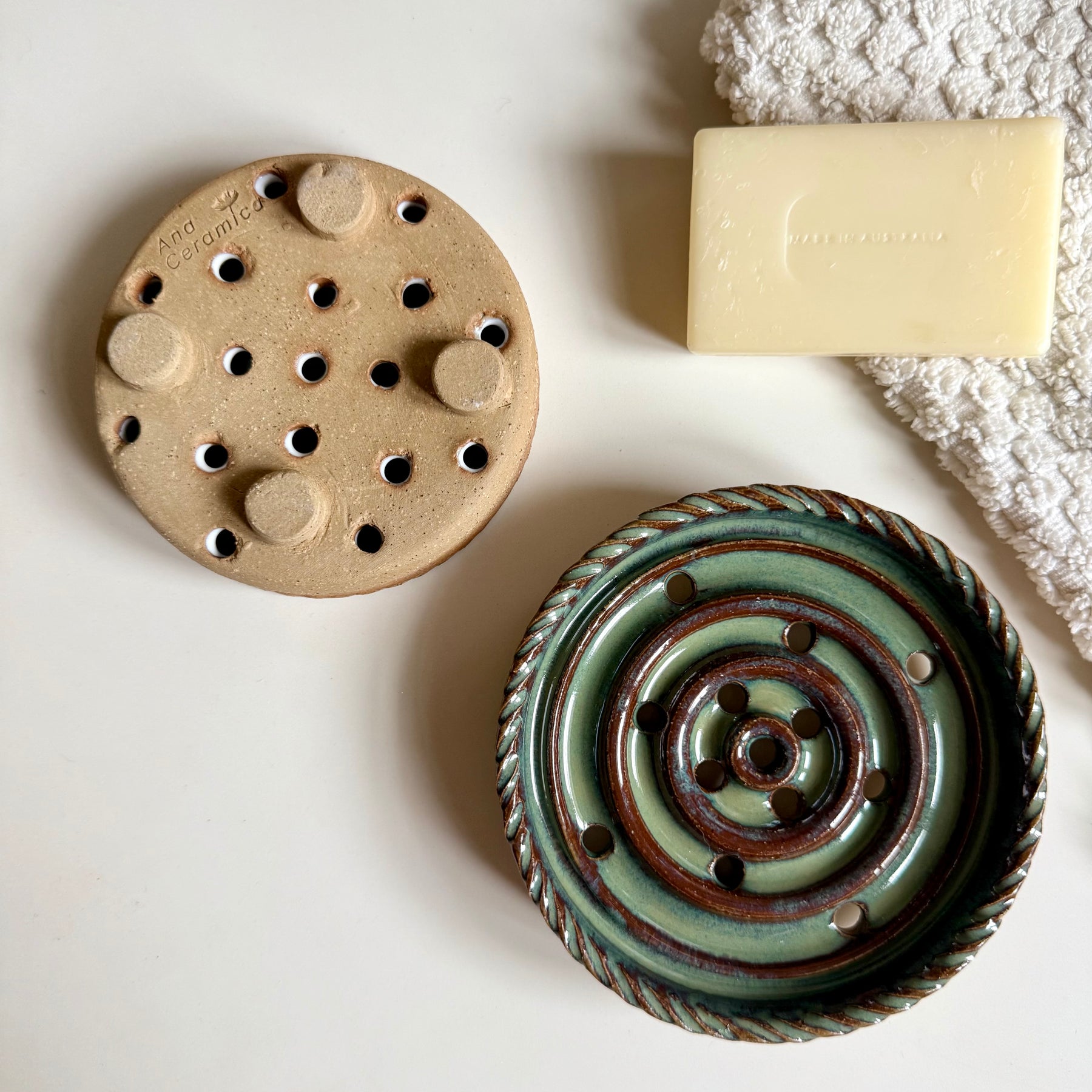 Handmade Ceramic Soap Dish | Footed Soap & Shampoo Bar Holder
