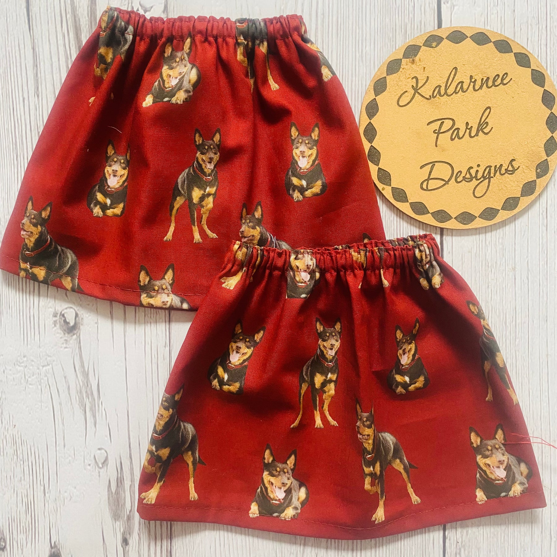 ''Kelpie Dogs on Burgundy" Adult Size and Kids Size Sock Savers