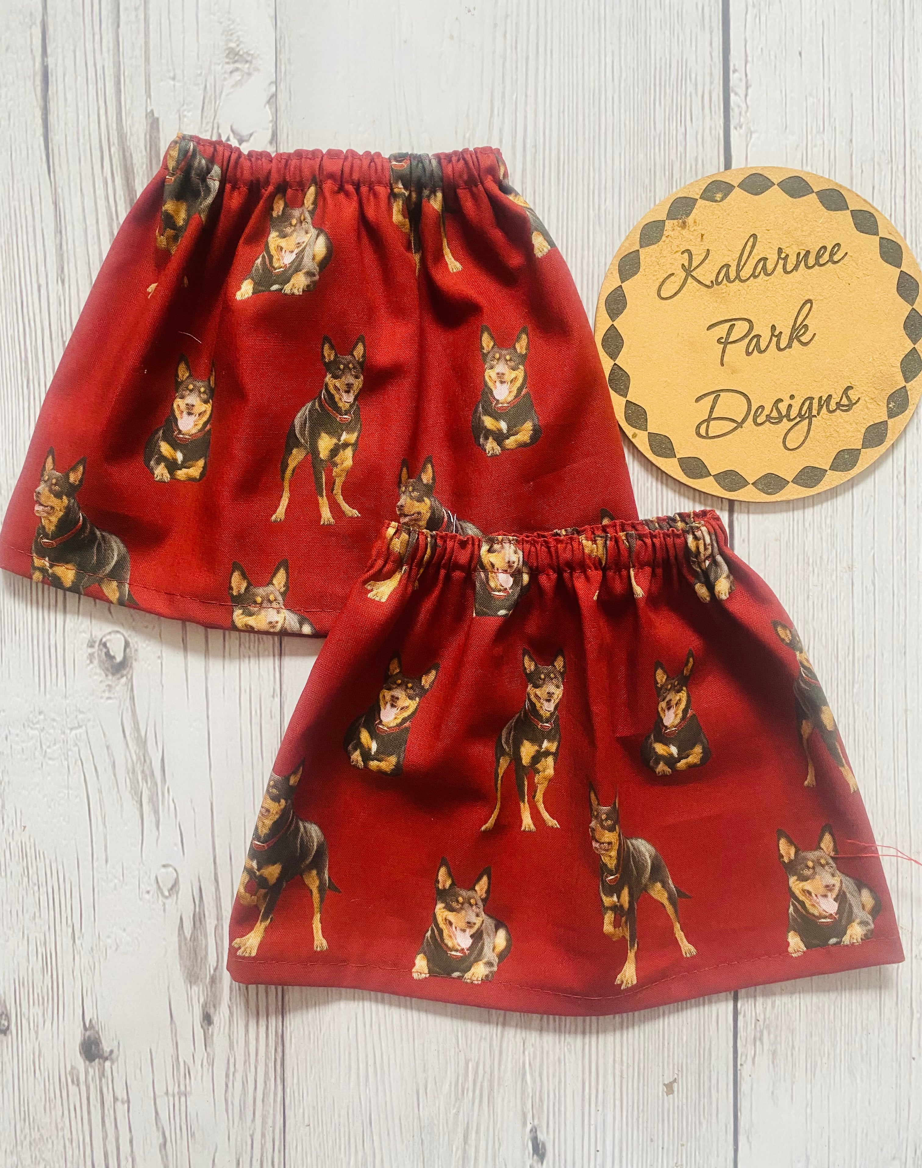 ''Kelpie Dogs on Burgundy" Adult Size and Kids Size Sock Savers