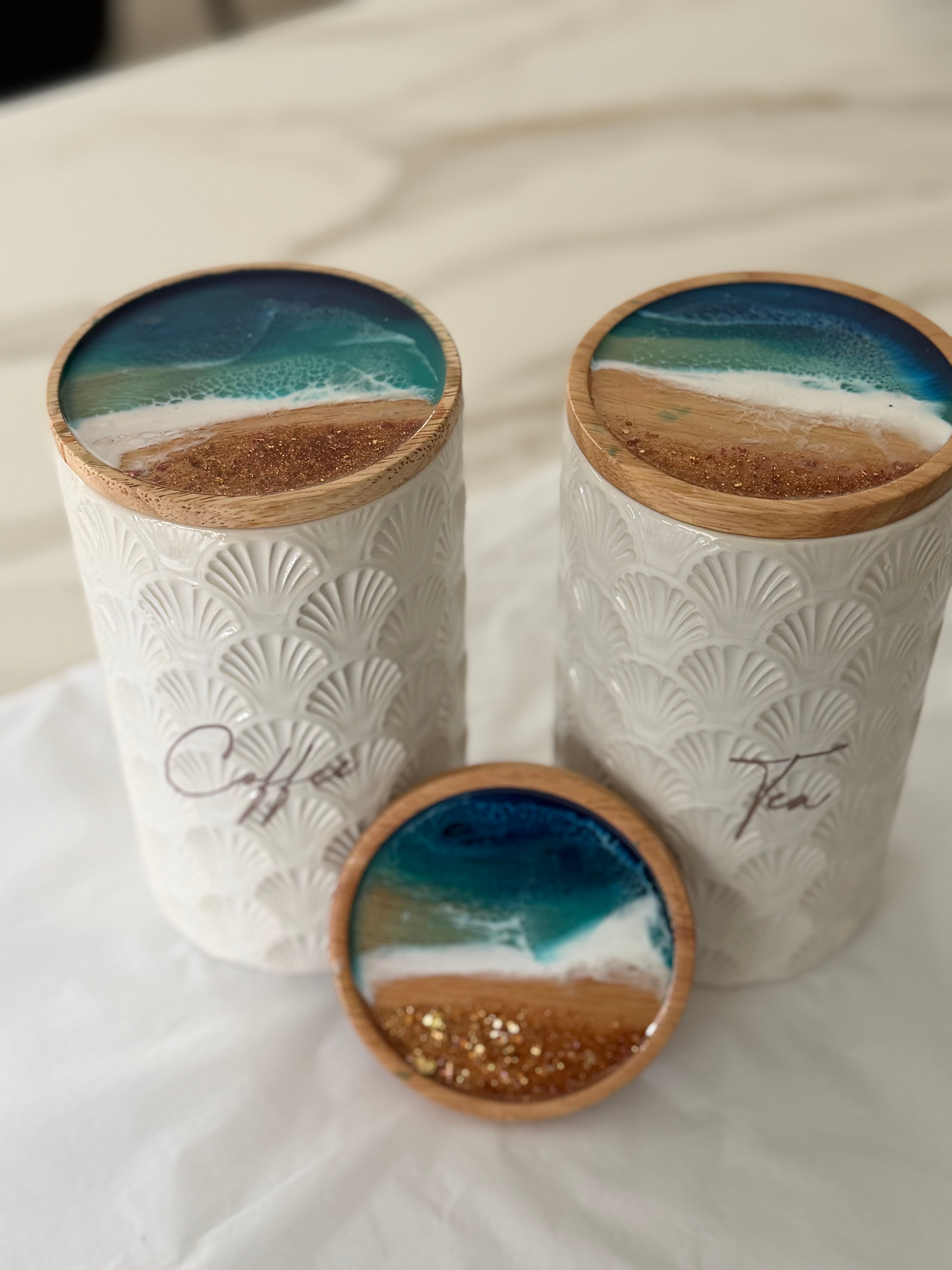 Large beach canisters | canisters | jars | coffee jars | kitchen decor | decorations | gift ideas | Xmas gift | Mother’s Day gift