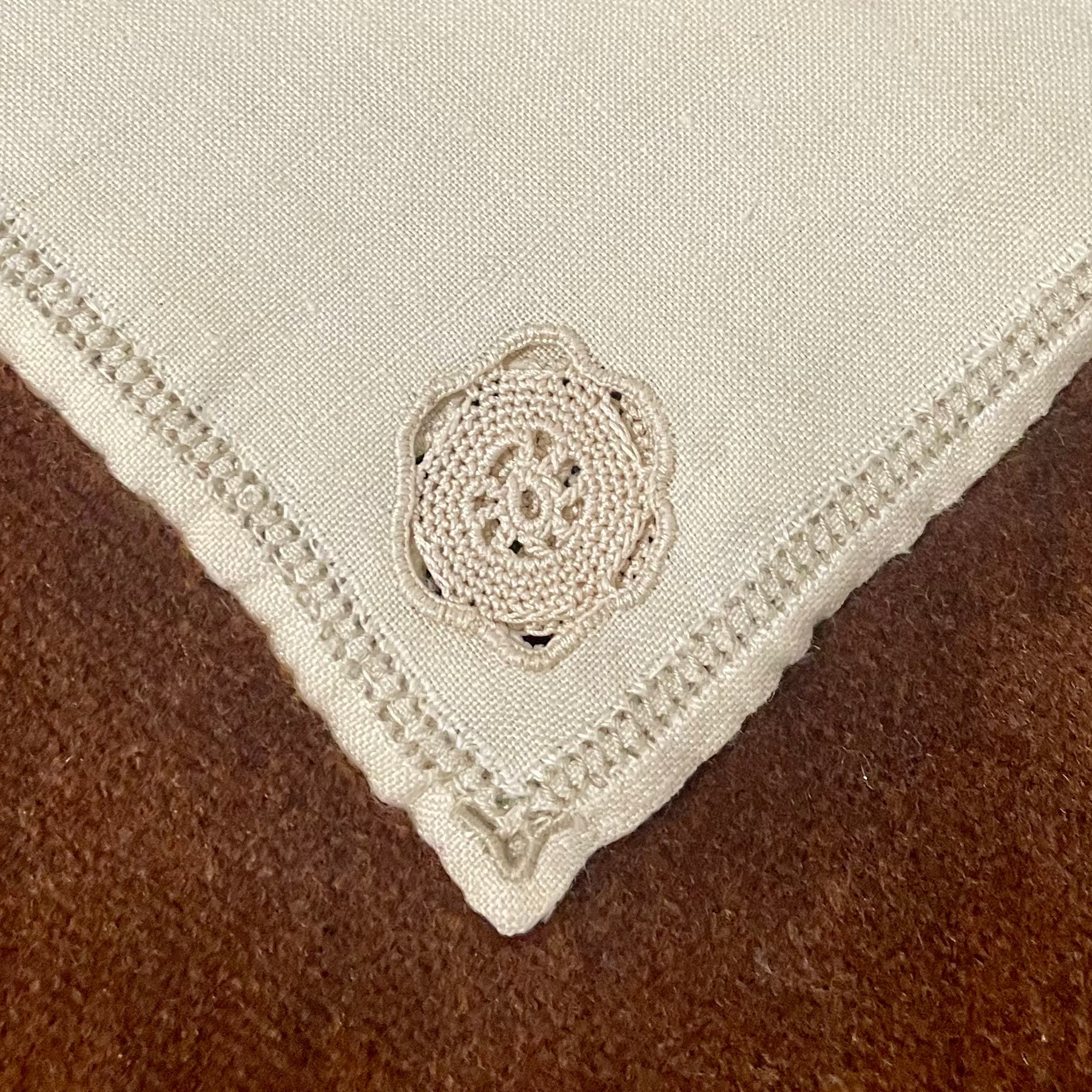 Brown Velvet Handbag — Embroidered Doily, One-of-a-Kind Upcycled Design